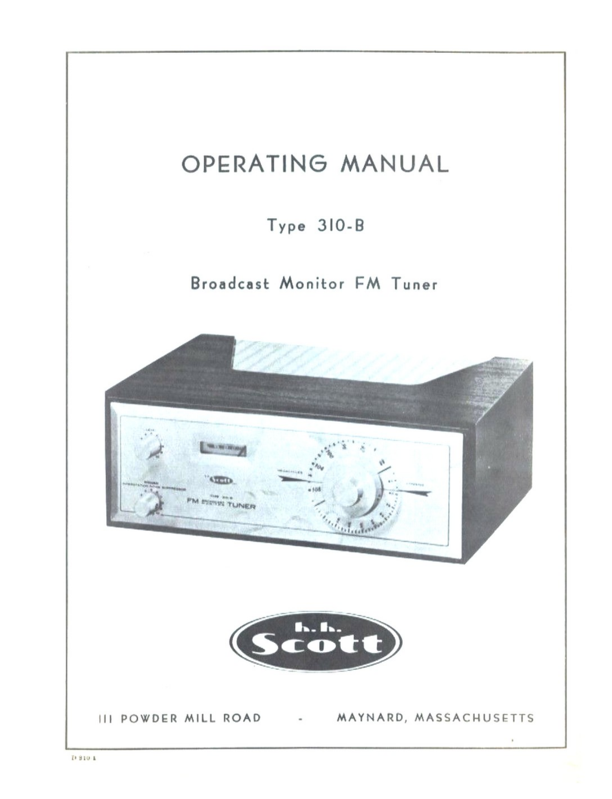 Scott 310B Operation Manual