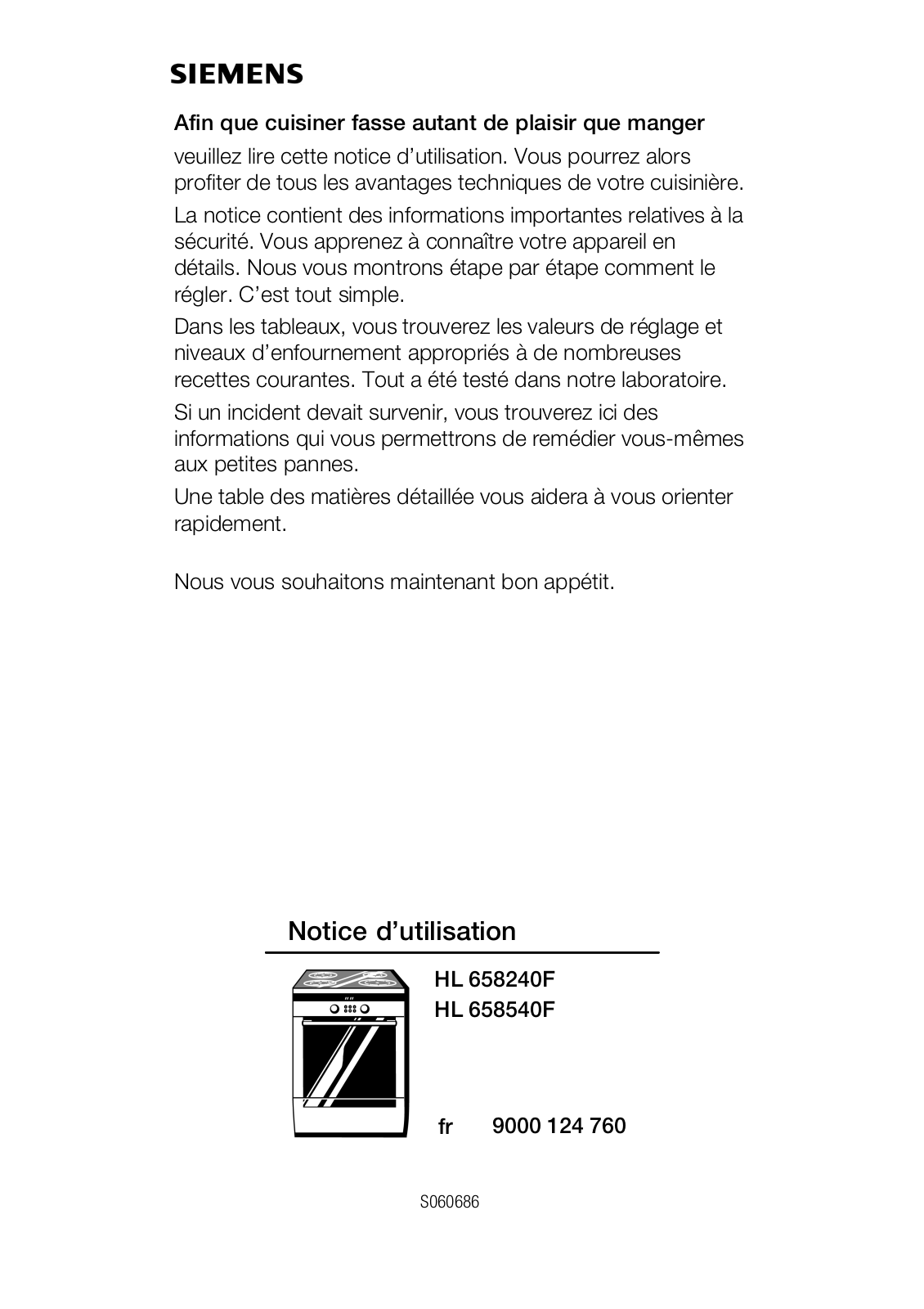 SIEMENS HL658240, HL658540 User Manual