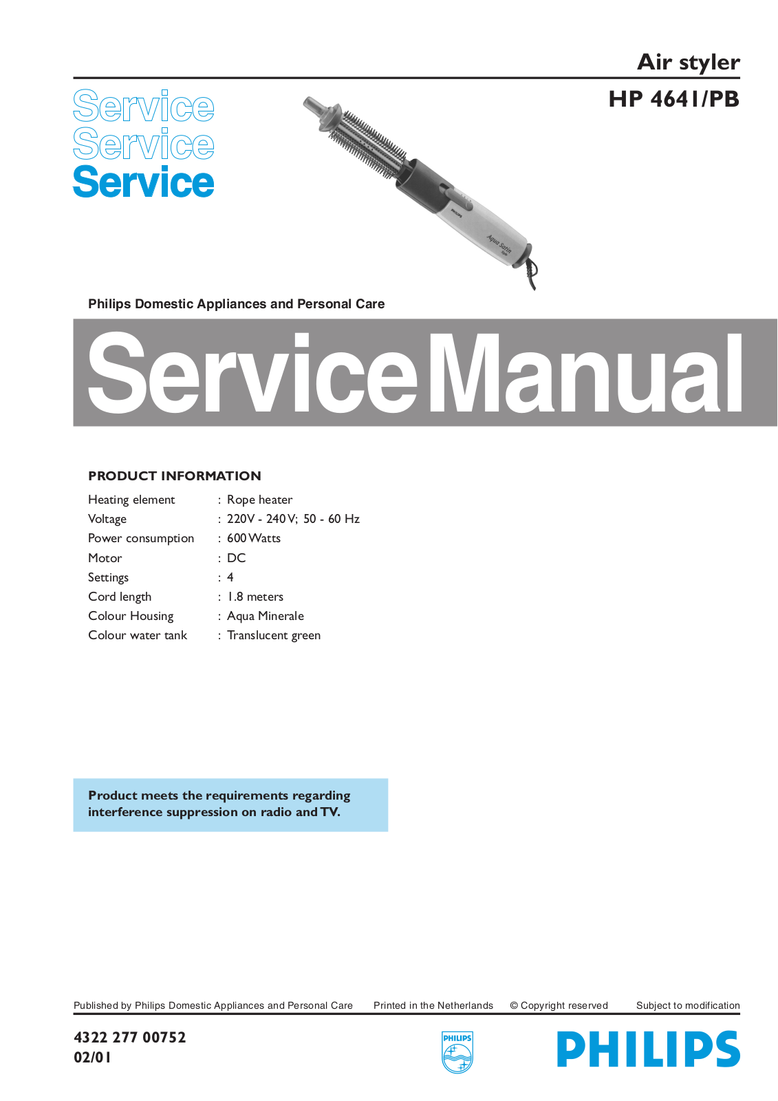 Philips HP 4641-PB Service Manual