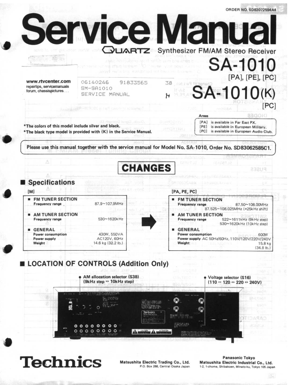 Technics SA-1010 Service manual