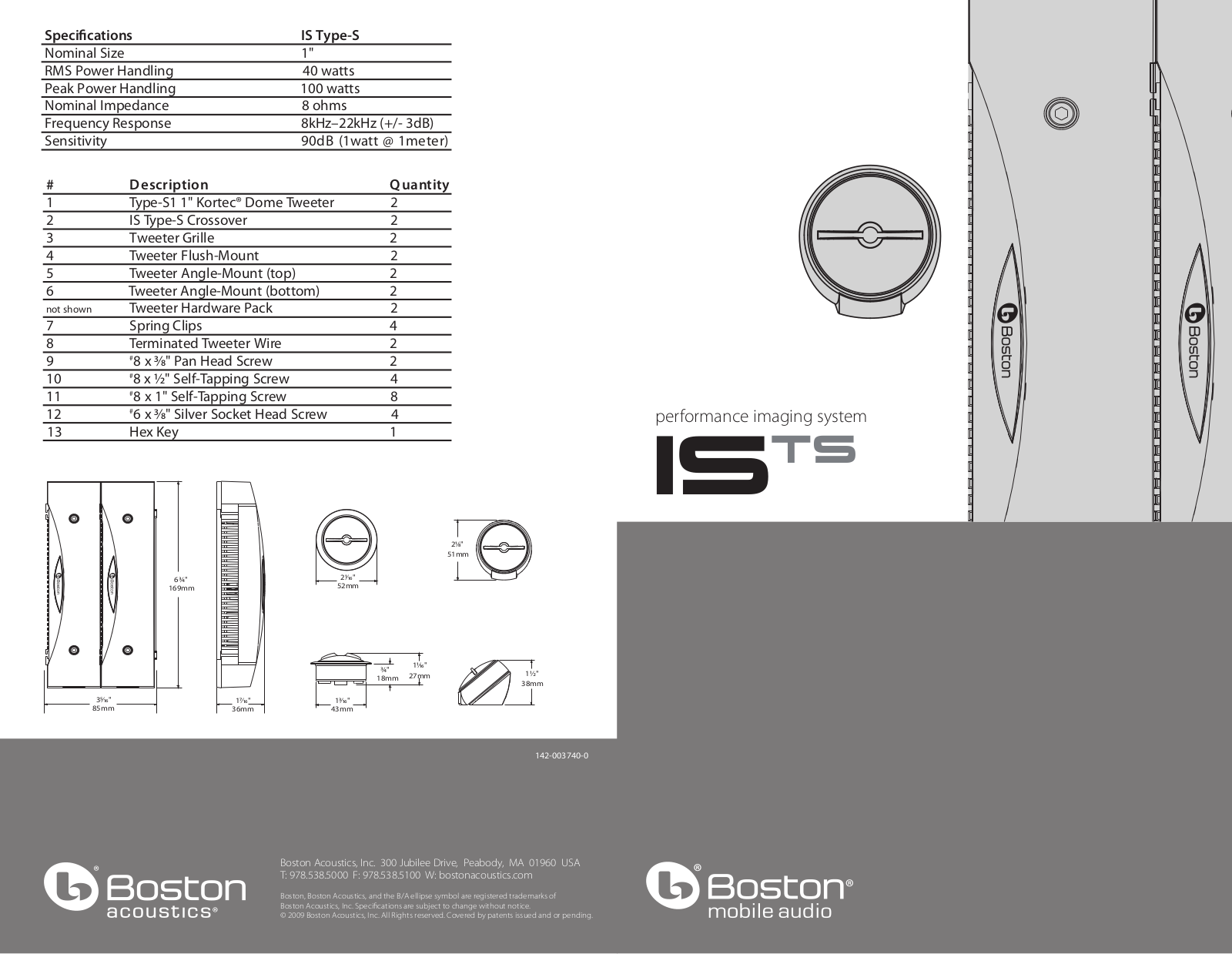 Boston Acoustics performance imaging system User Manual