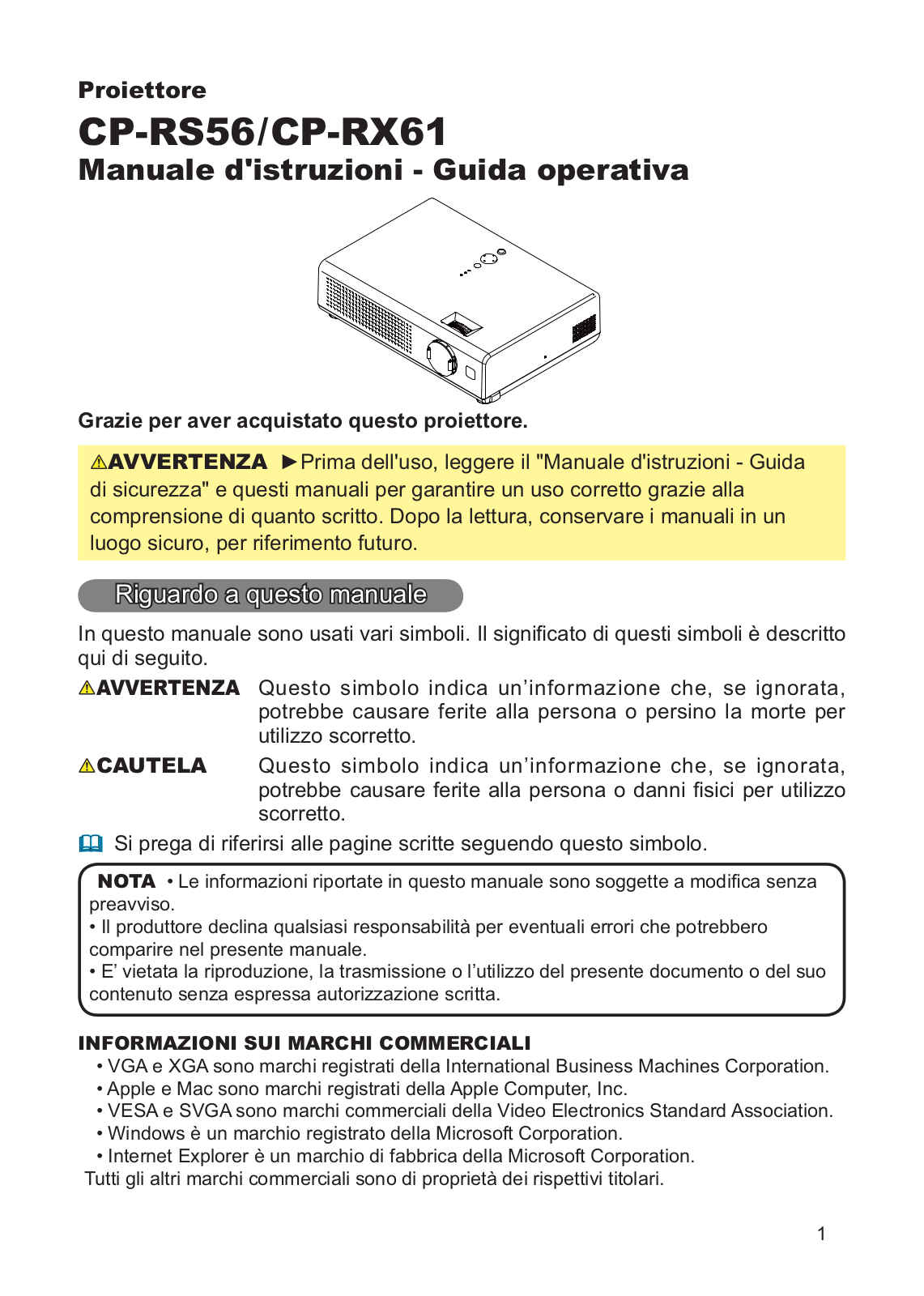 Hitachi CP-RS56W, CP-RX61W User Manual