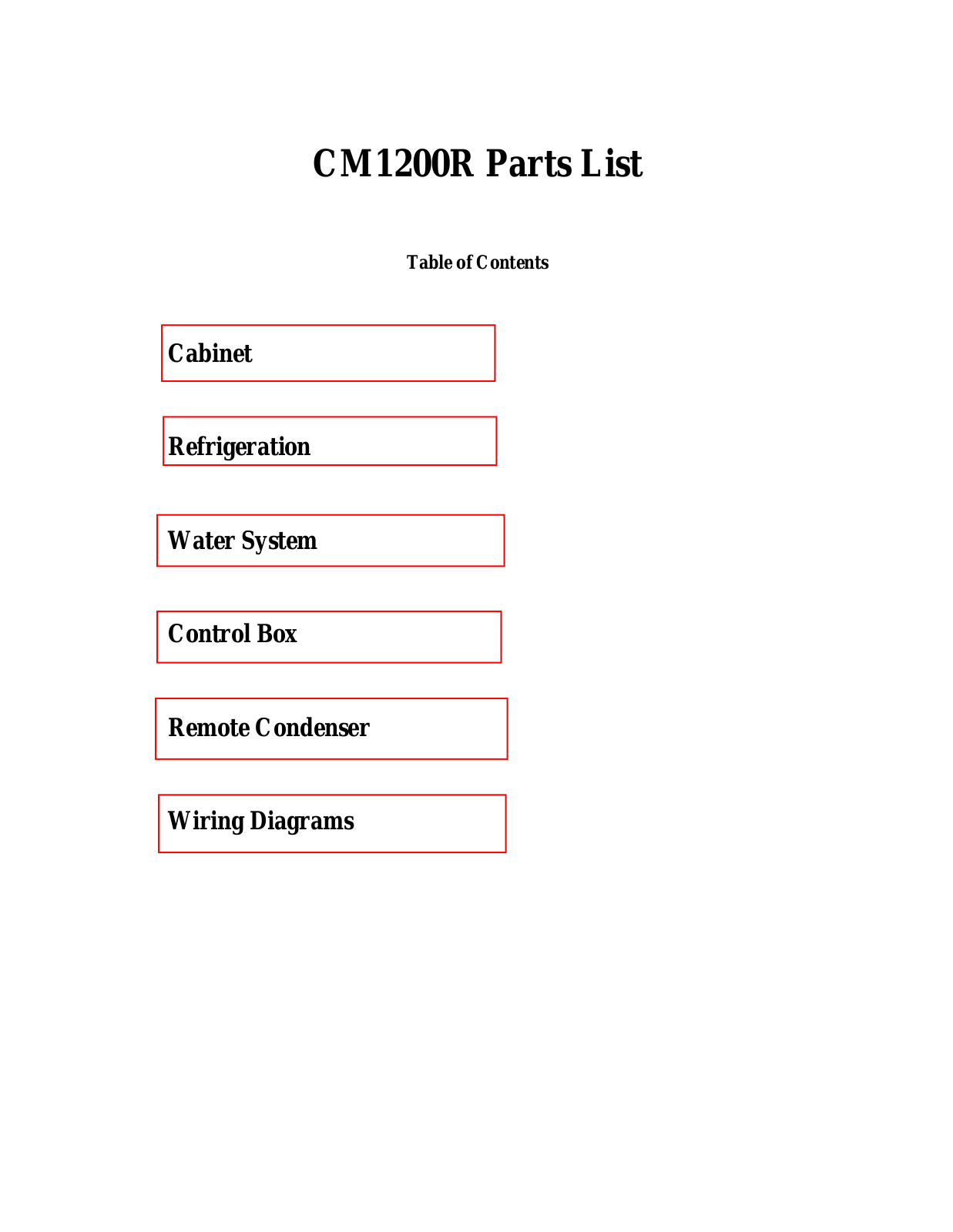 Scotsman CM1200R Parts List