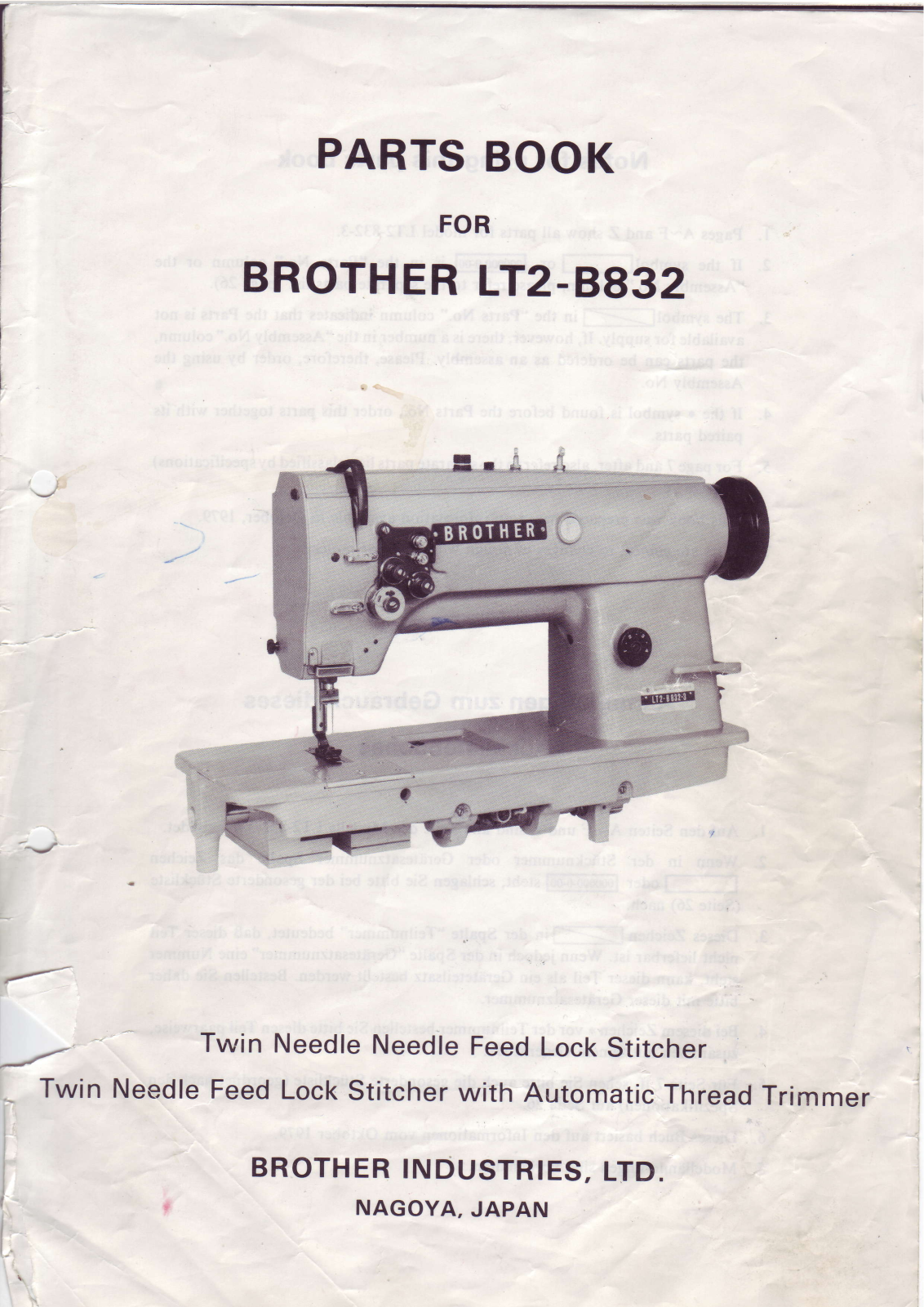 Brother LT2 B832 Parts Book