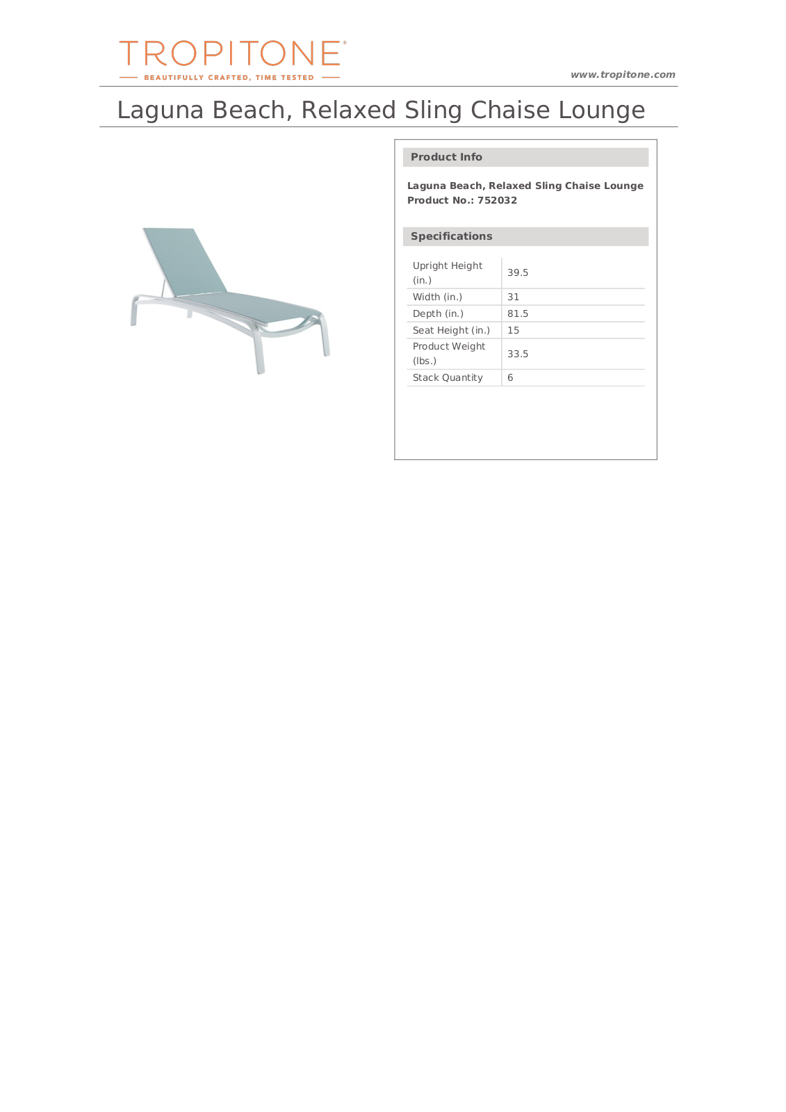 Tropitone SBVP1194 Dimensions - ManualMachine.com