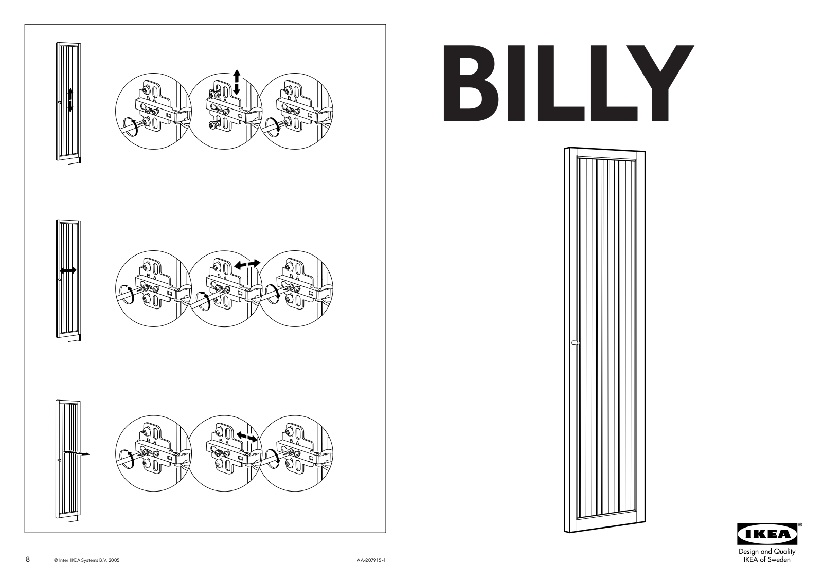 IKEA BILLY Y DOOR 15 3/4X76
