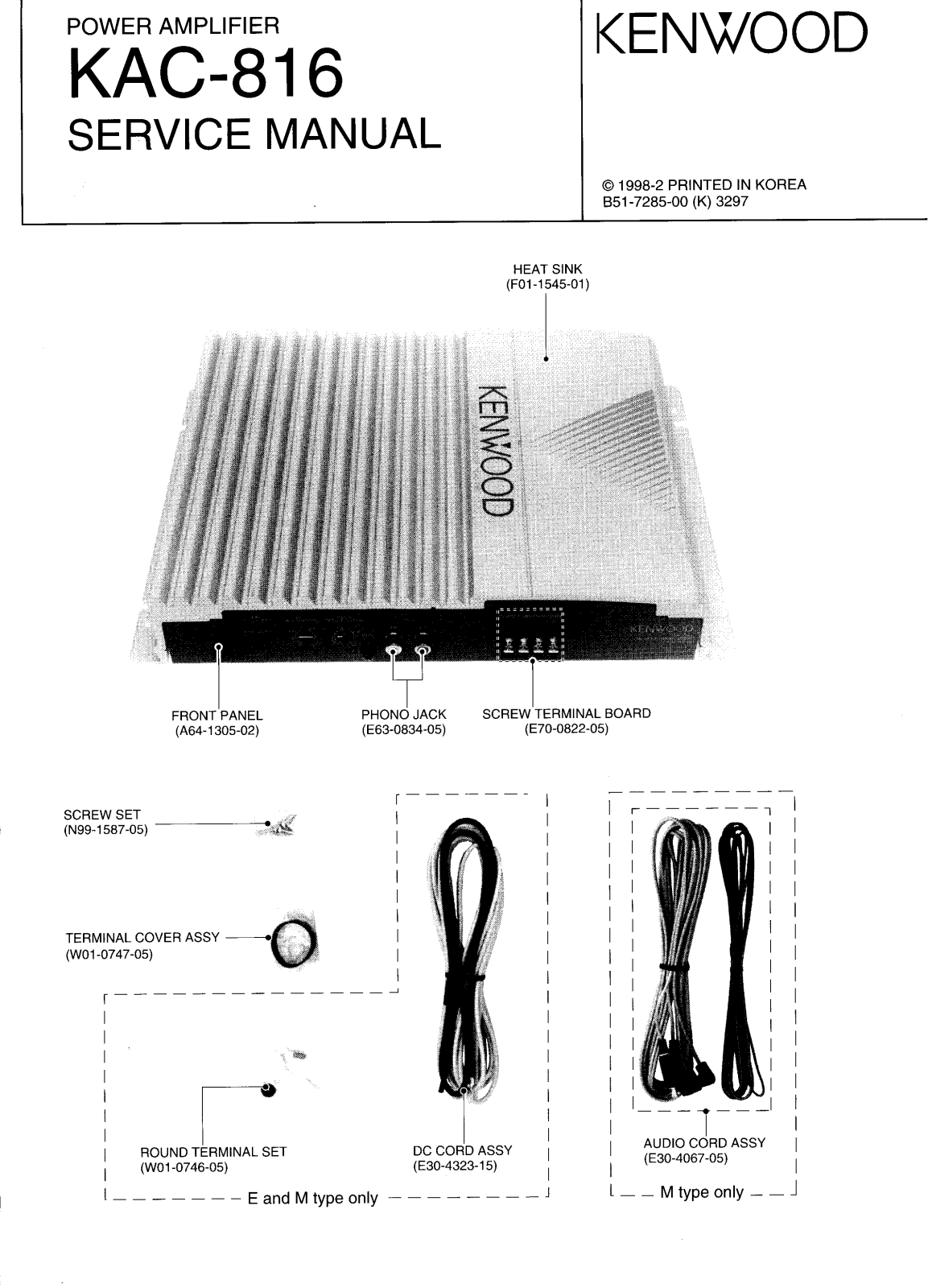 Kenwood KAC-816 Service manual