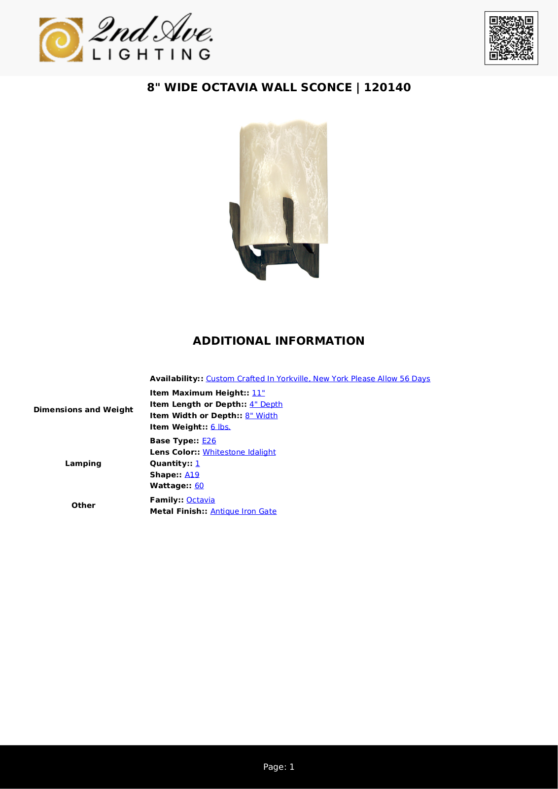 2nd Ave Design W008321547 Specifications - ManualMachine.com