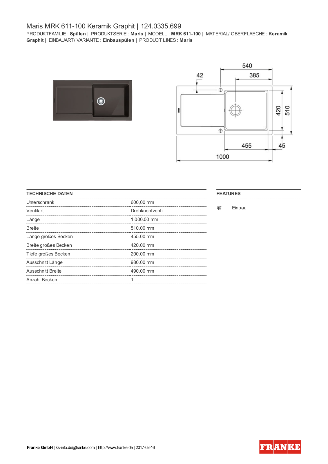 Franke 124.0335.699 Service Manual