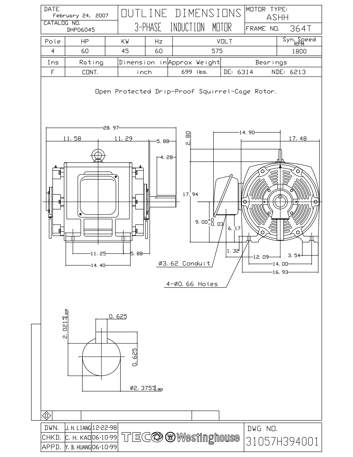 Datasheet DHP06045 Reference Drawing (Teco) - ManualMachine.com