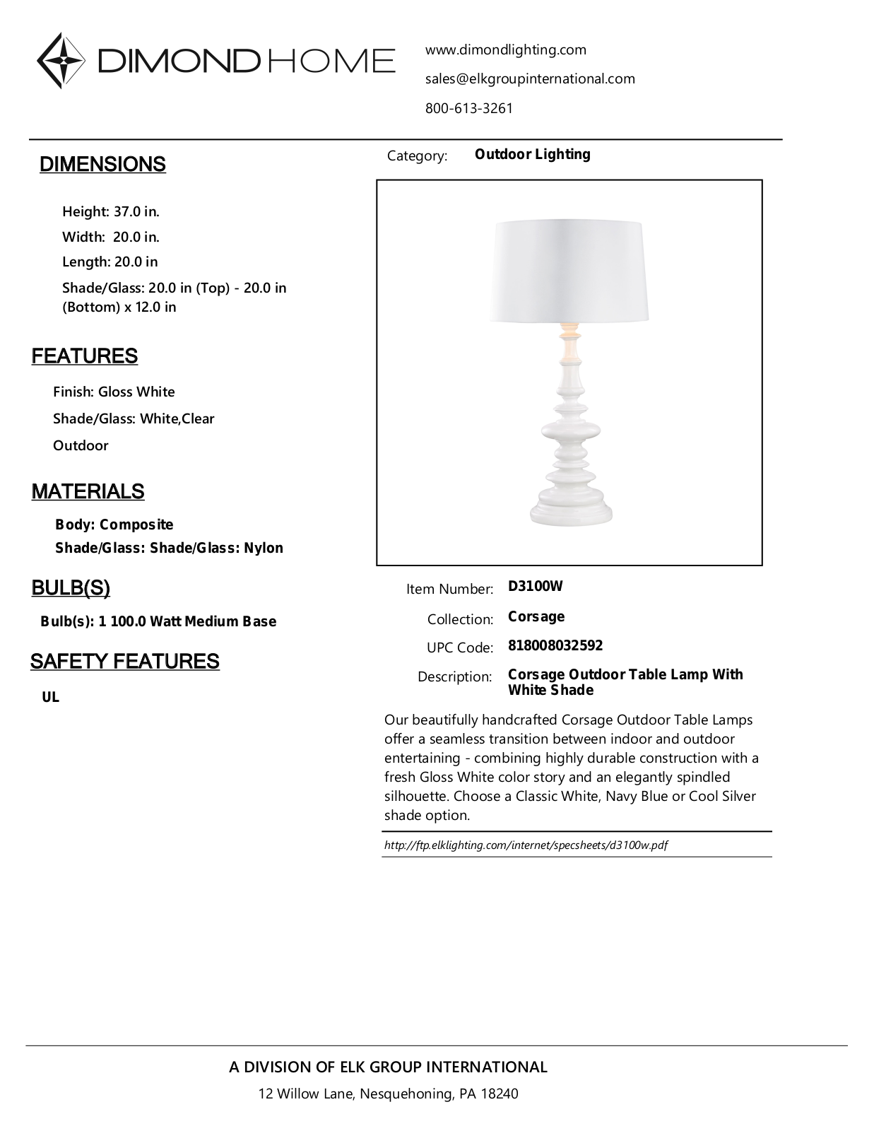 ELK Home D3100W User Manual