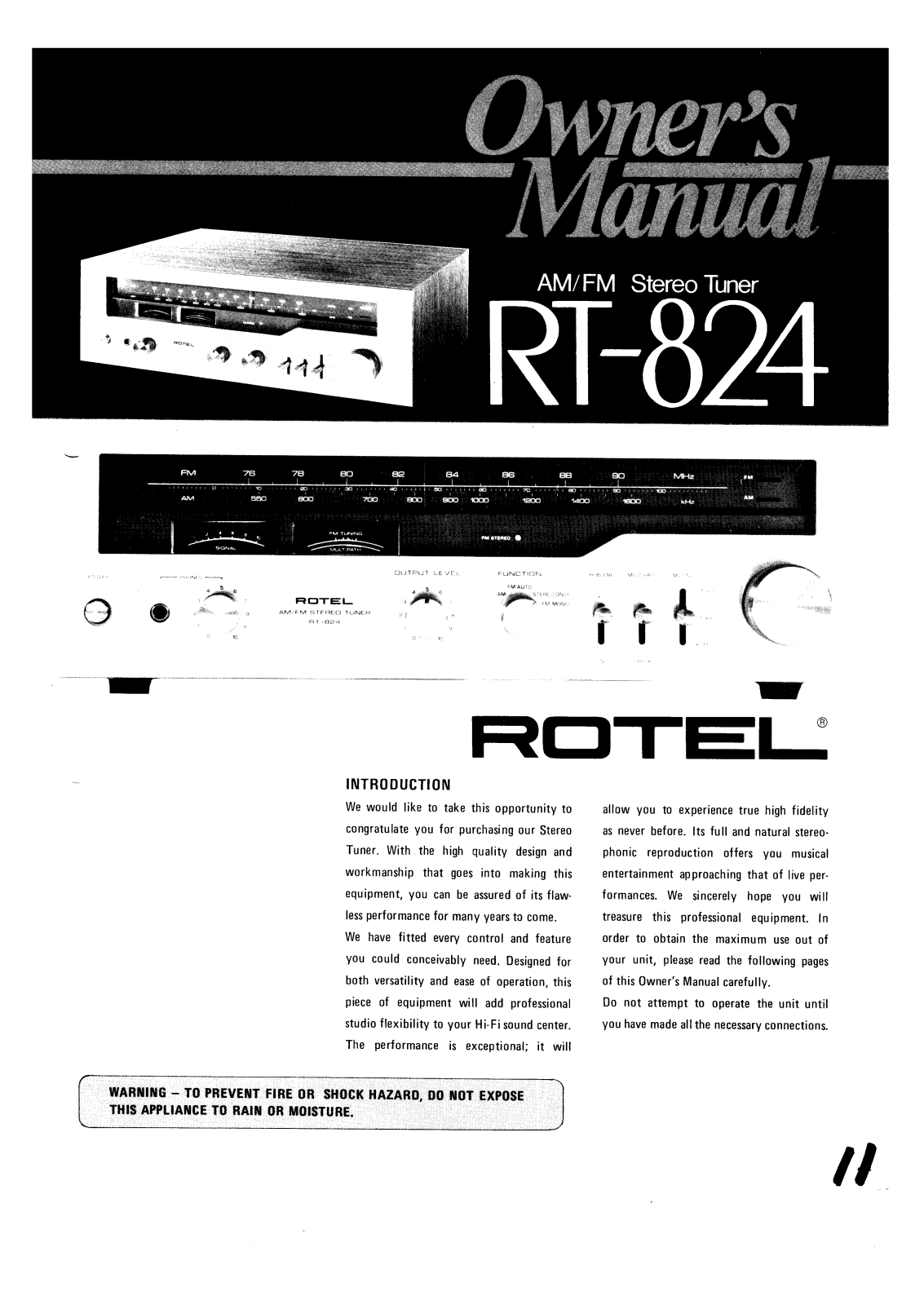 Rotel RT-824 User Manual