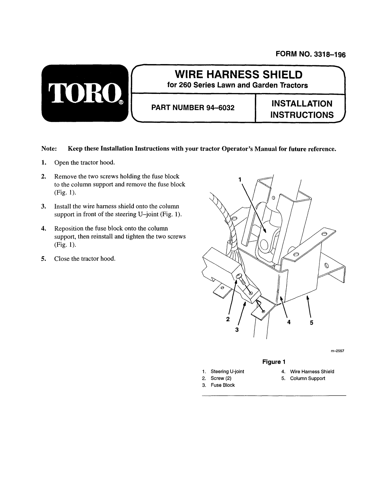 Toro 94-6032 Installation Instructions