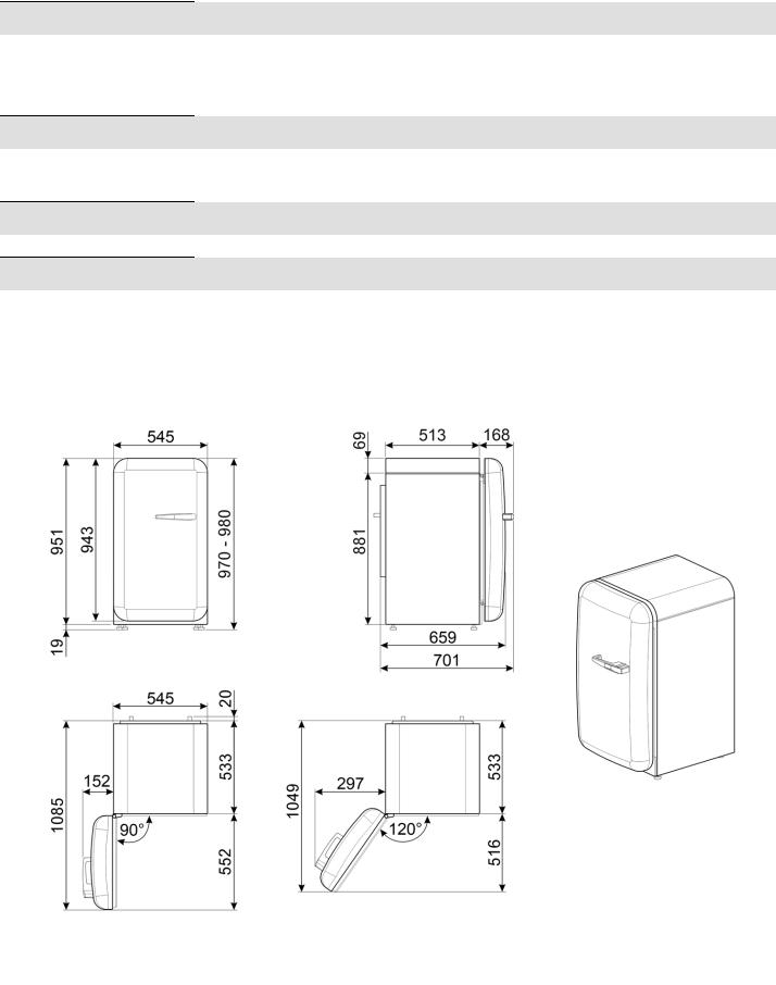 Smeg FAB10HLRD5 Product Information Sheet