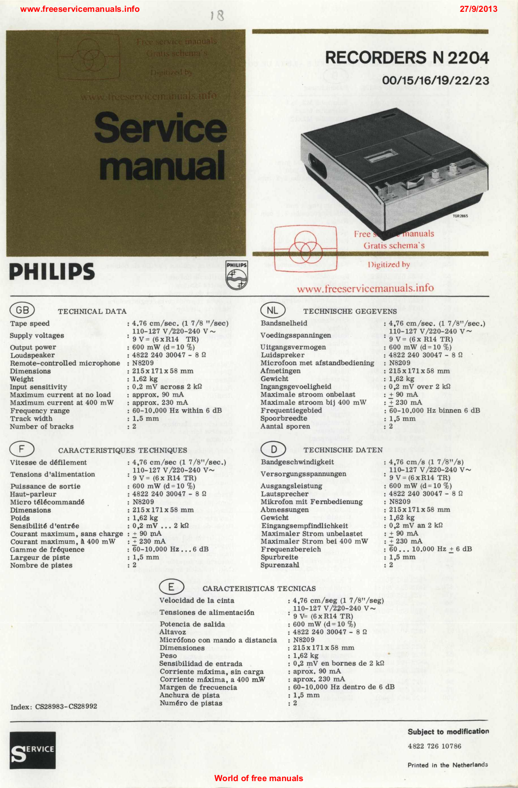 Philips n2204 Datasheet - ManualMachine.com