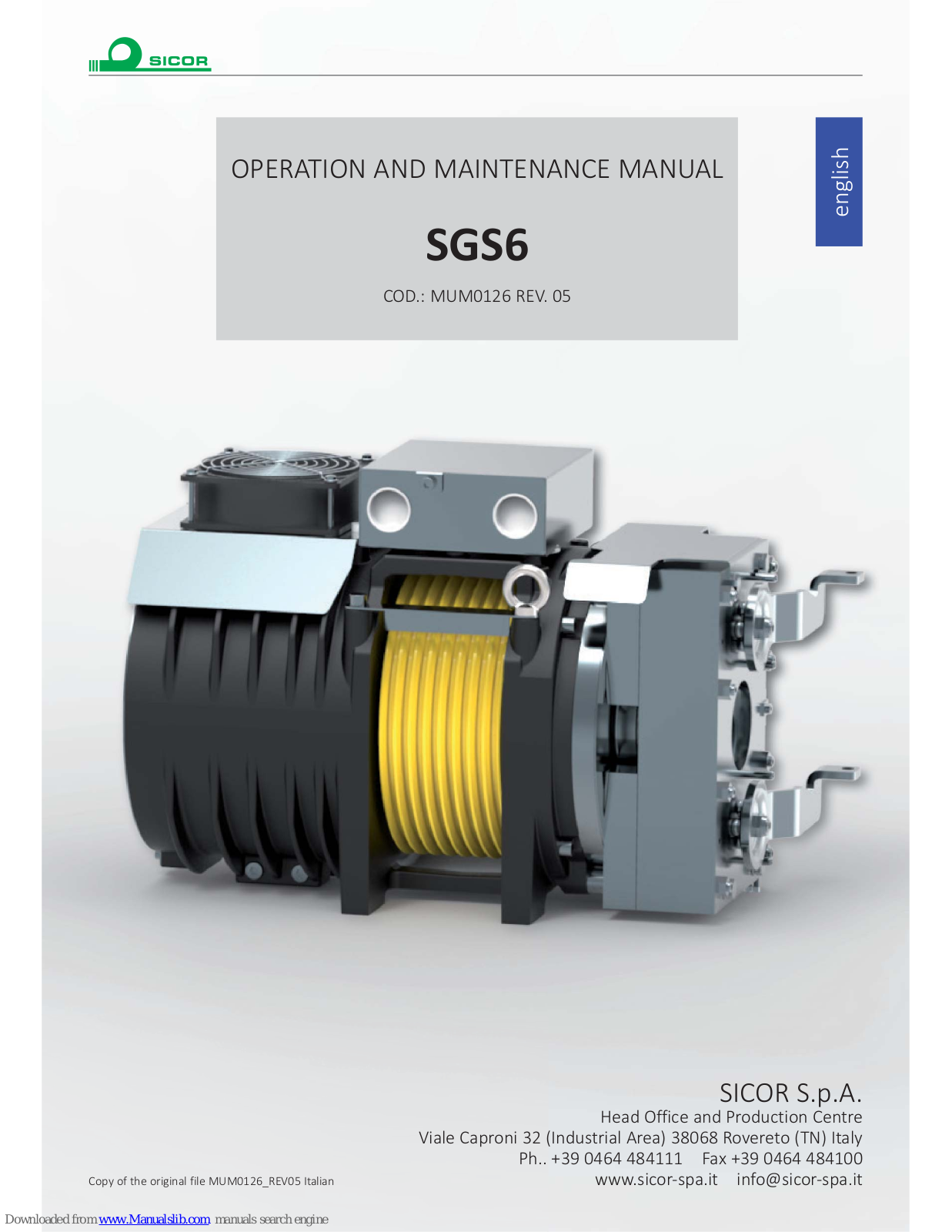 Sicor SGS6 Operating And Maintenance Manual