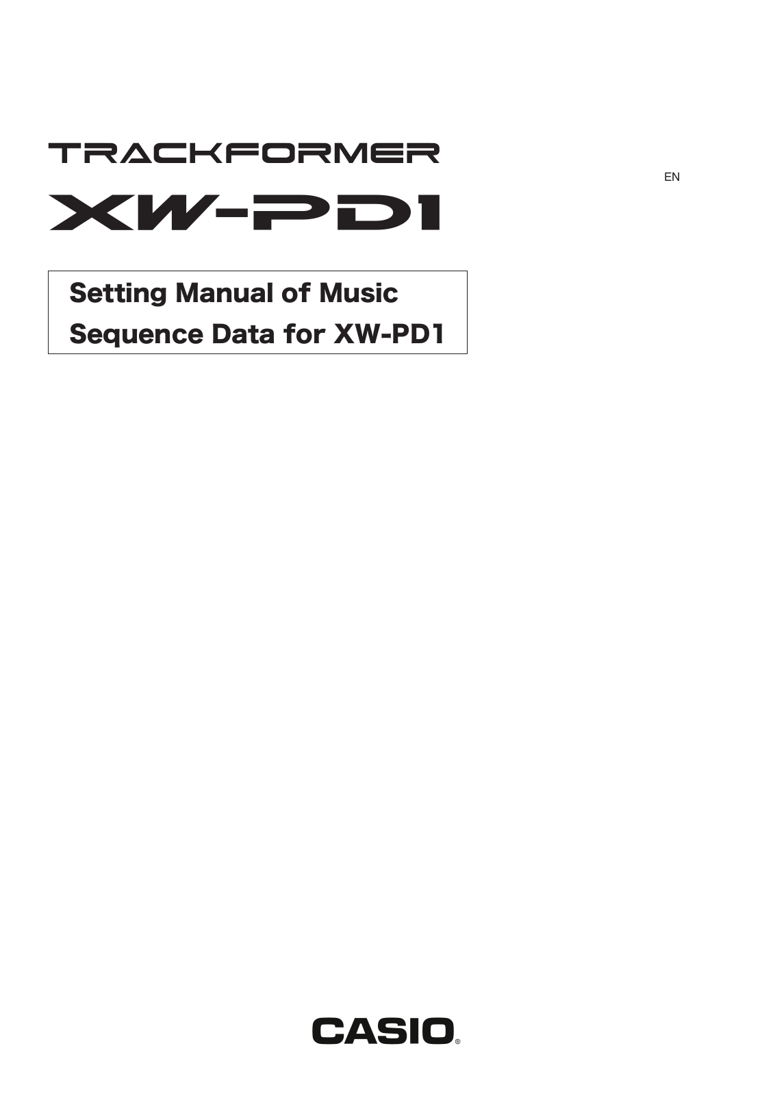 Casio Trackformer XW-PD1 Setting Manual