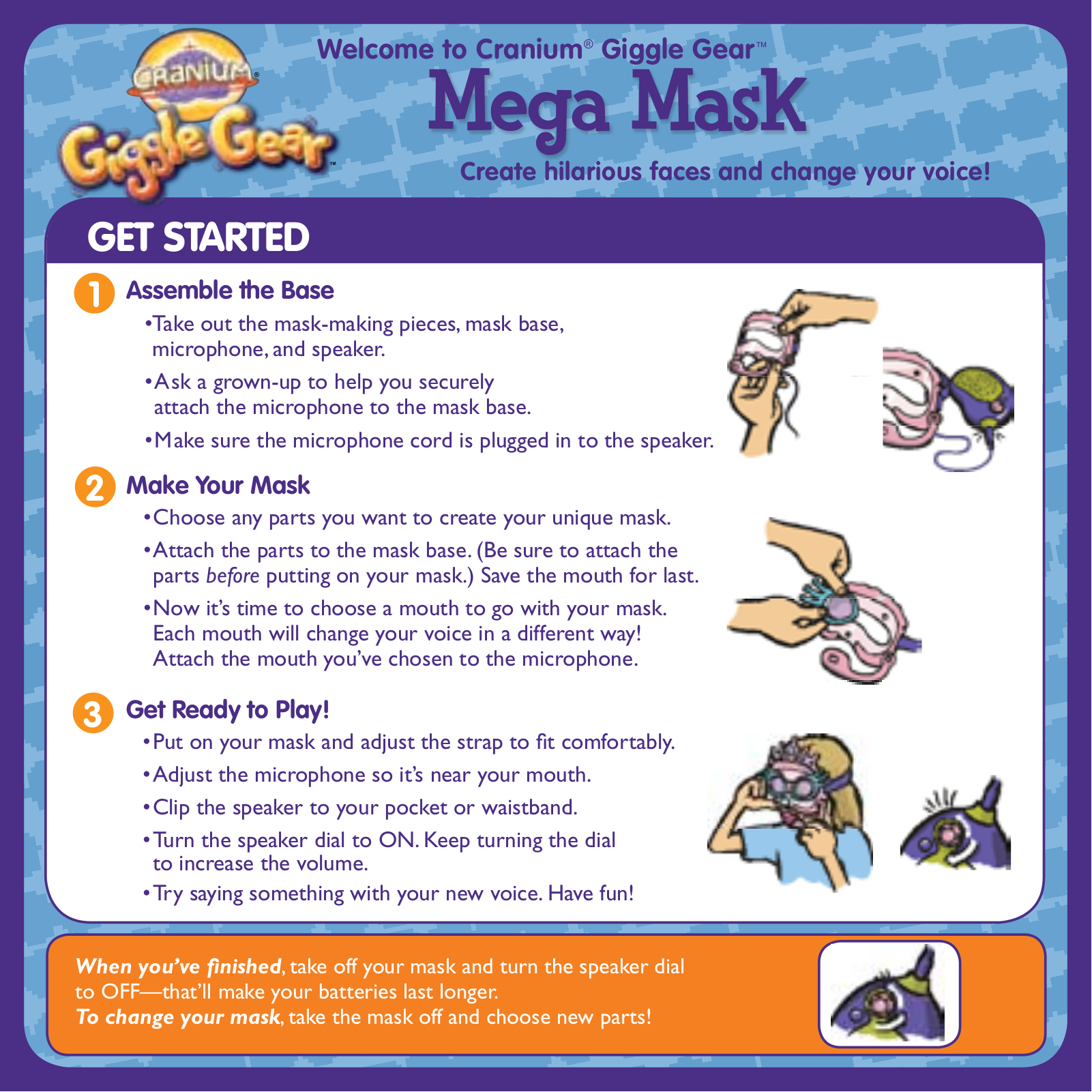 HASBRO Cranium Giggle Gear Mega Mask Fun Fairy User Manual