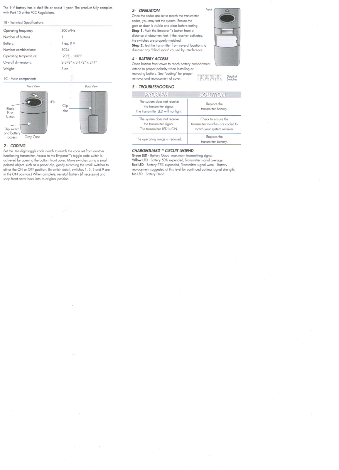 Controlled Entry Distributors EMP300MCD21VC Users Manual