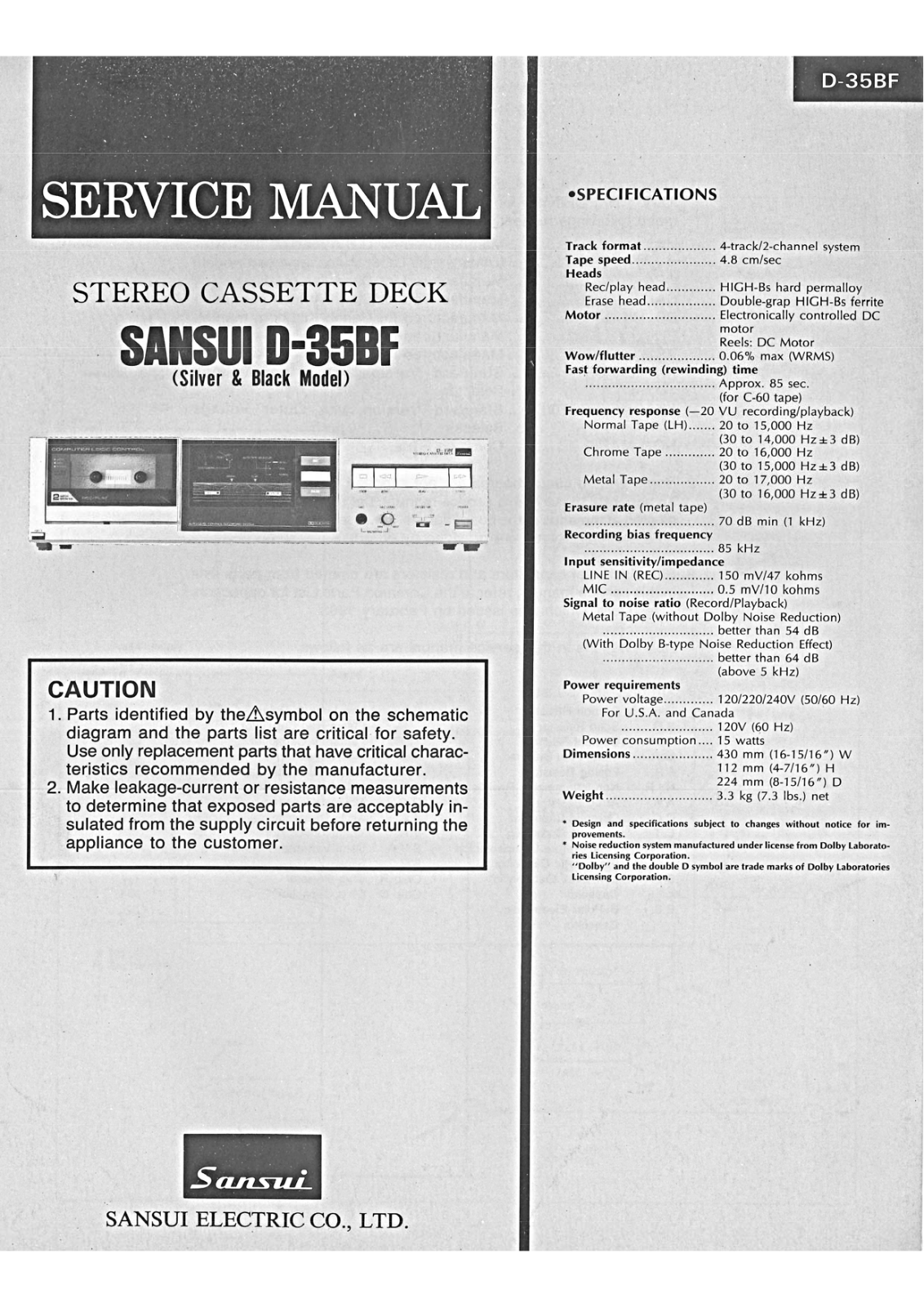 Sansui D-35-BF Service Manual