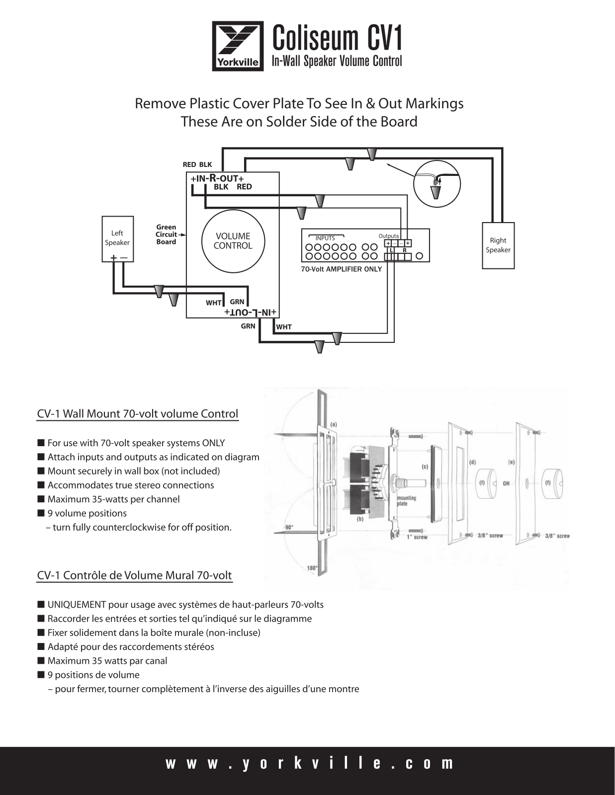 Yorkville Sound CV1 User Manual