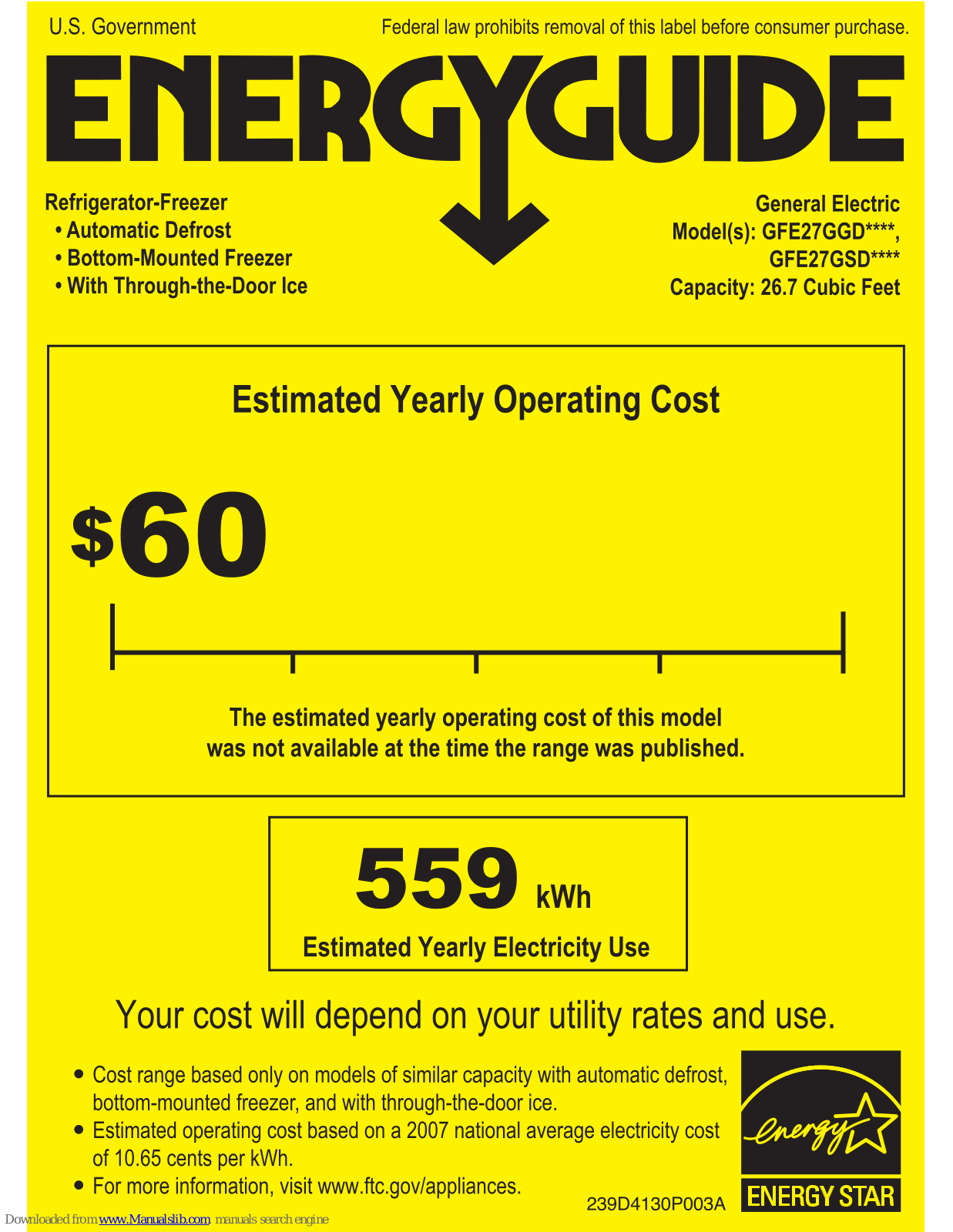 GE GFE27GSDSS, GFE27GGD Series, GFE27GSD Series Energy Manual