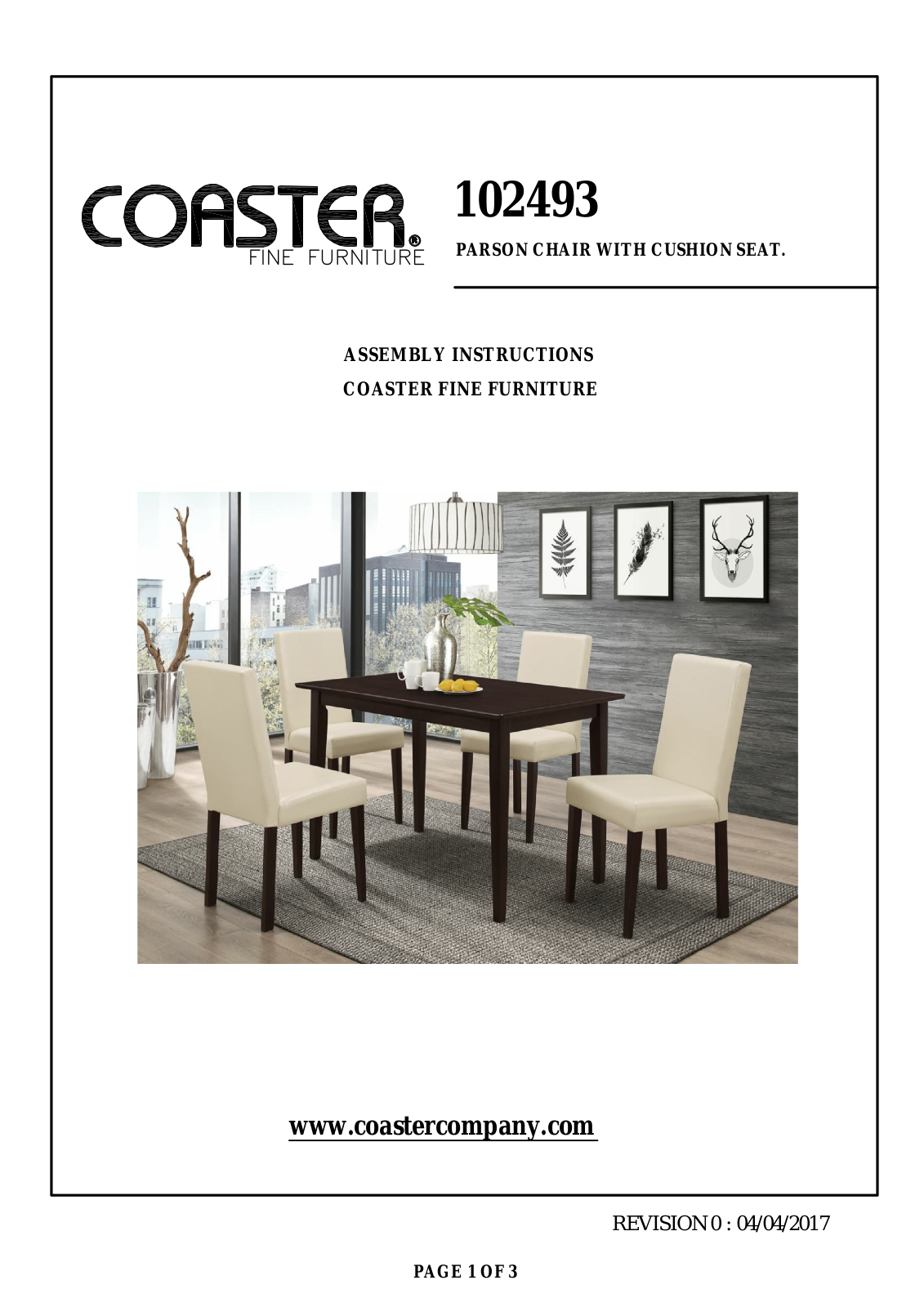 Coaster 102493 Assembly Guide - ManualMachine.com