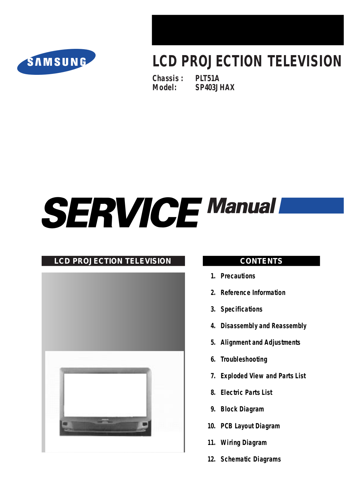 SAMSUNG SP403JHARXNWT Service Manual