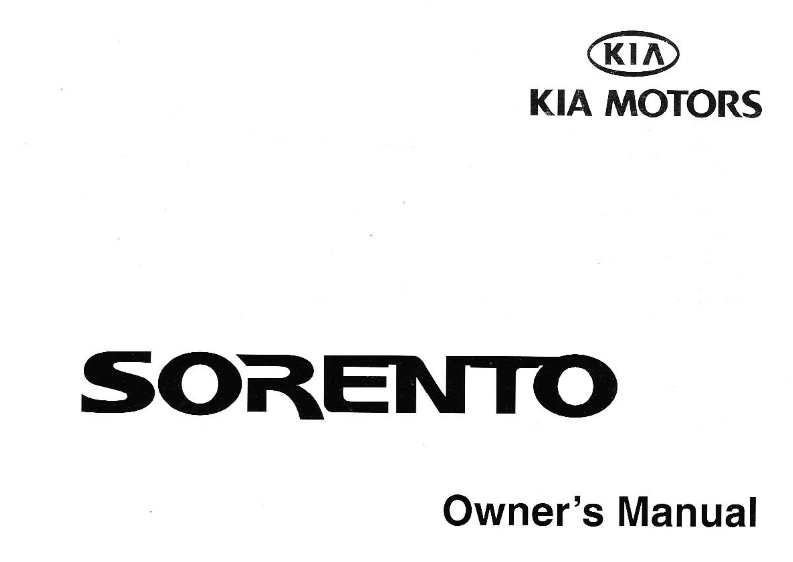 Kia SORENTO 2003 Owner Manual