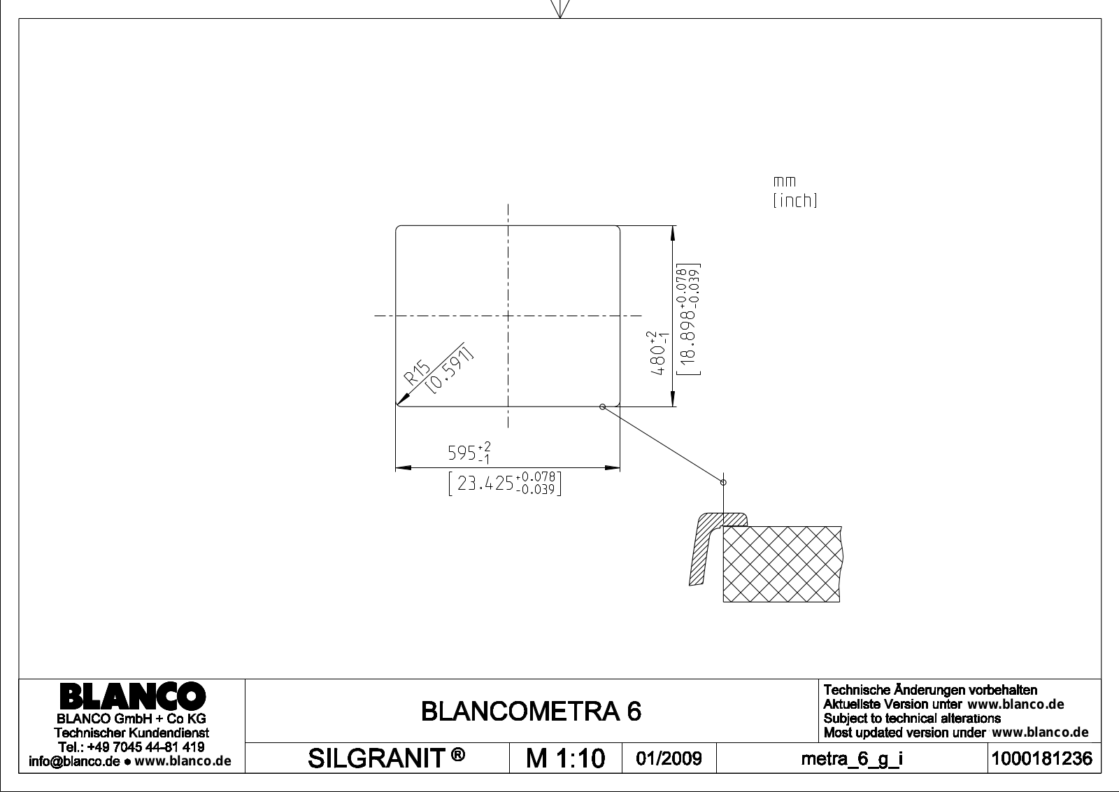 Blanco Metra 6 Technical drawing