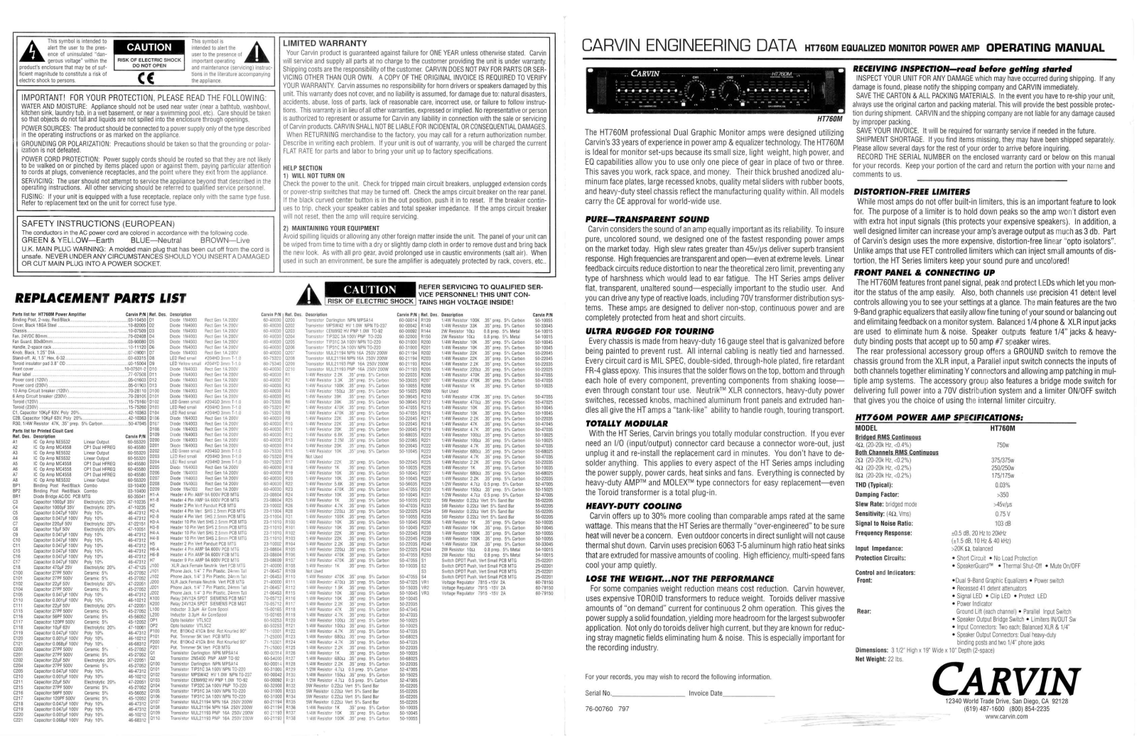 Carvin HT760M User Manual