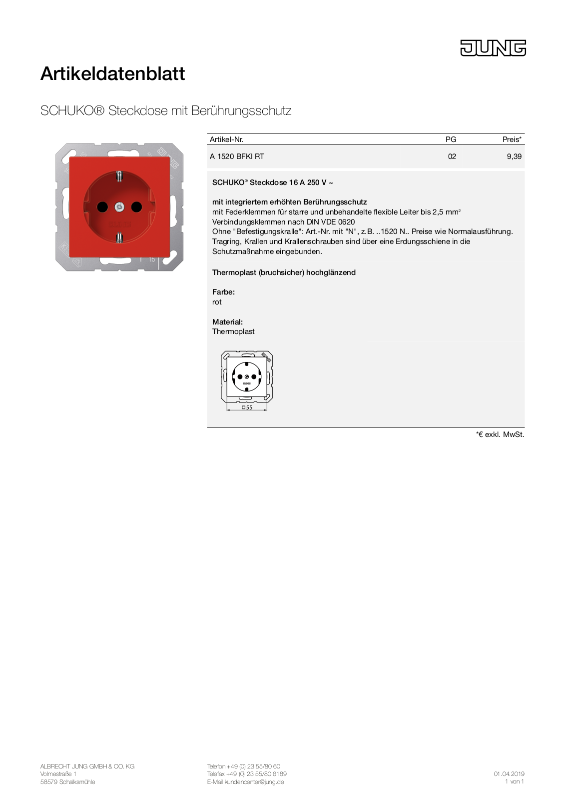 Jung A 1520 BFKI RT User Manual