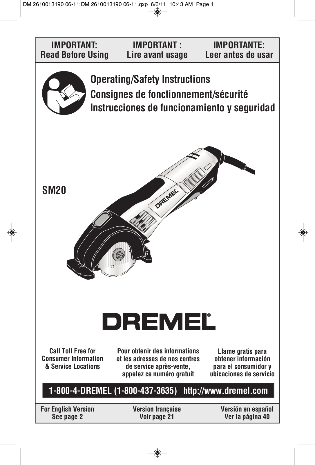 Dremel SM20 User Manual