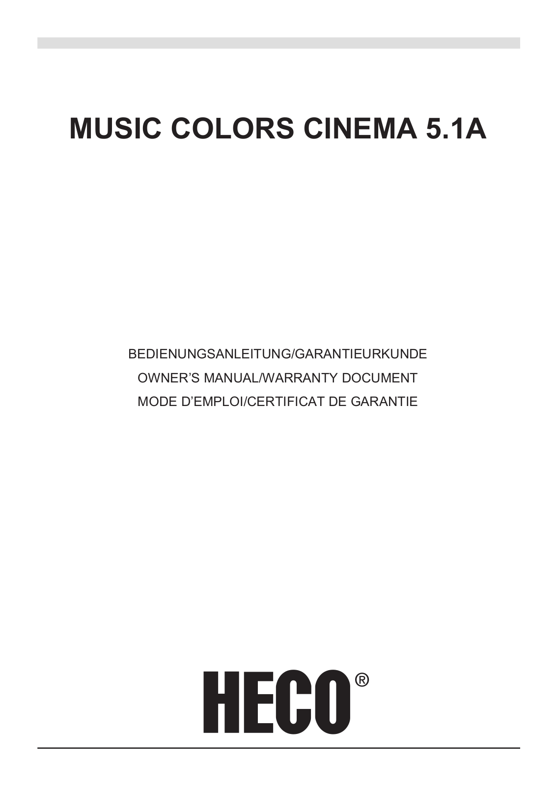 Heco Music Colors Cinema 5.1A User Manual