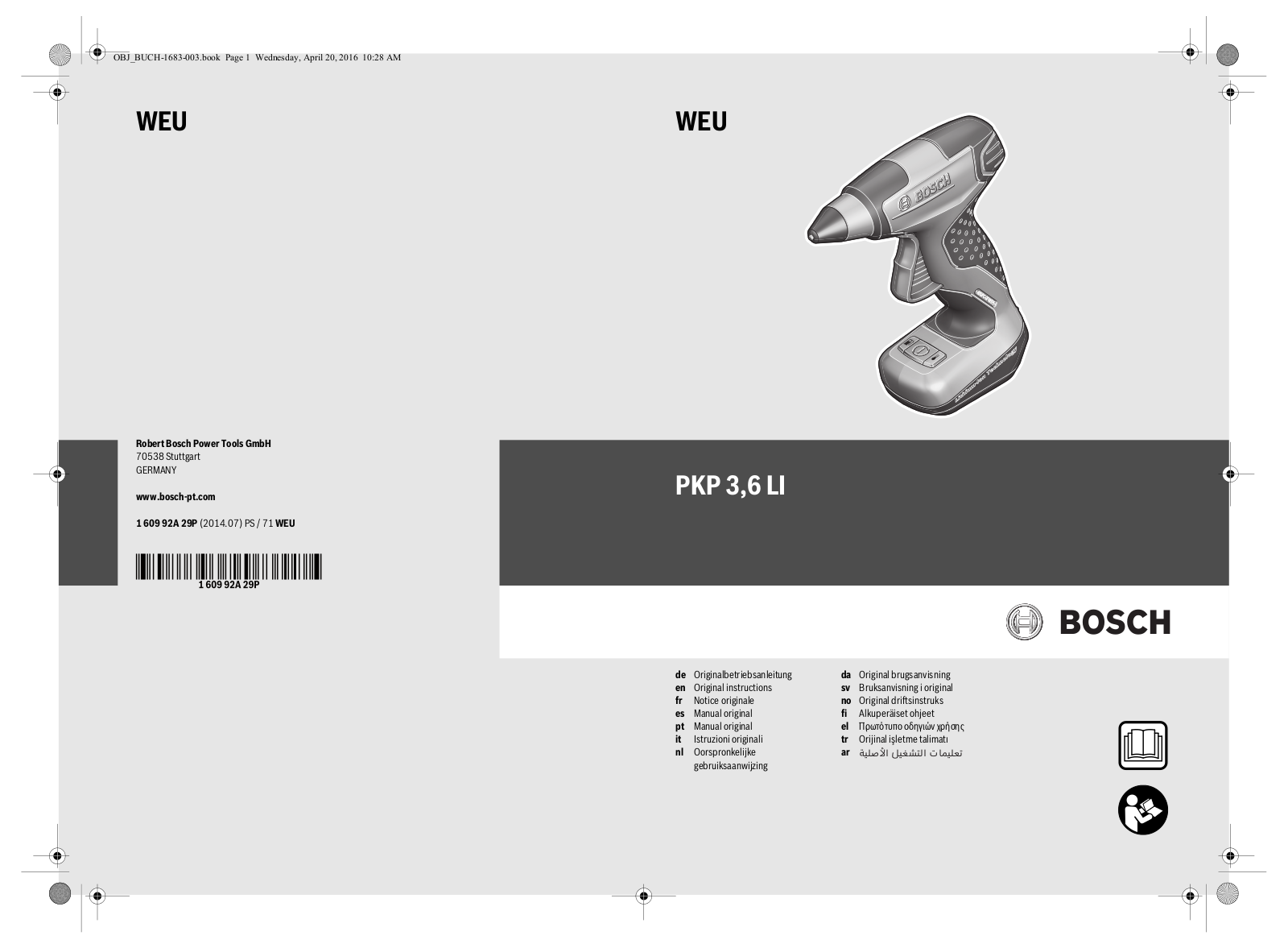 Bosch PKP 3.6LI Service Manual