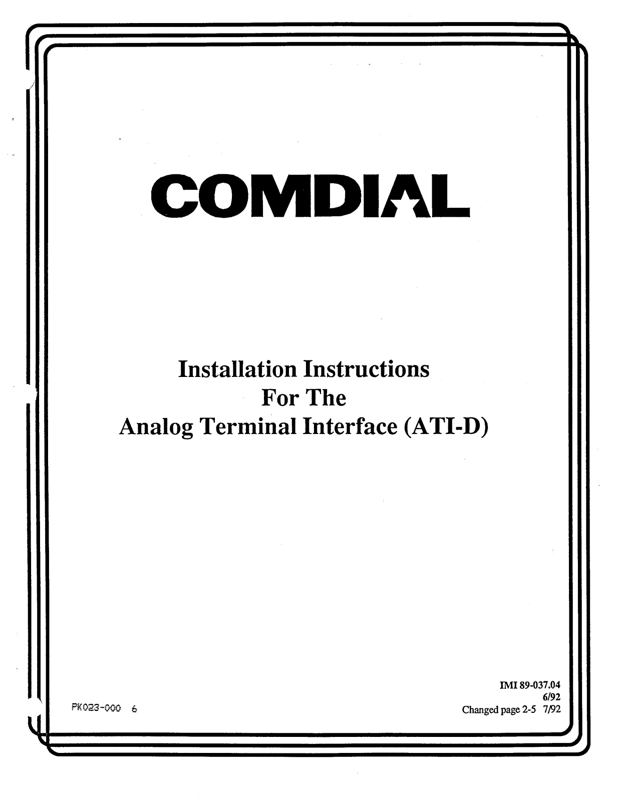 Comdial Analog Terminal Interface Install   for Impact User Manual