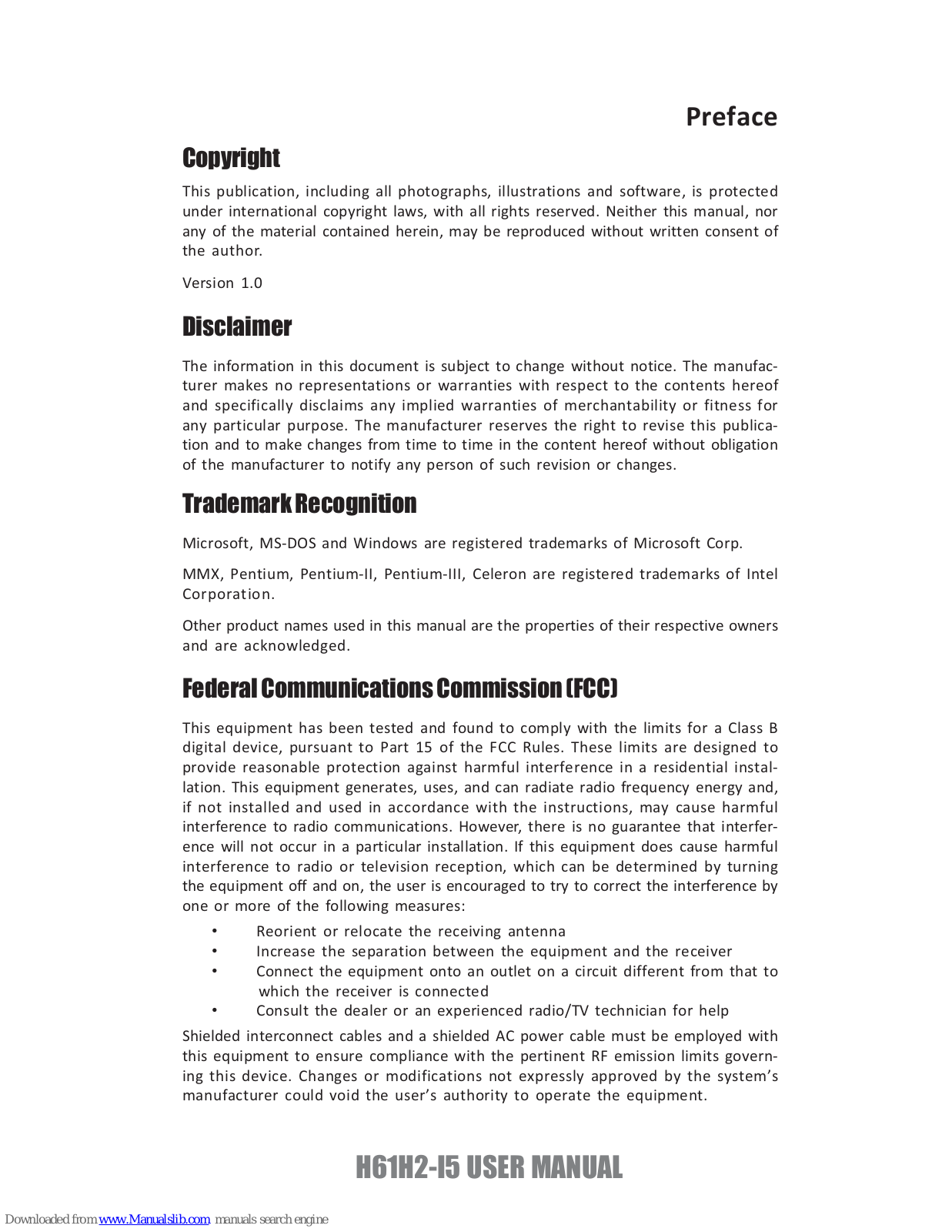 ECS H61H2-I5, H61H2-MV User Manual