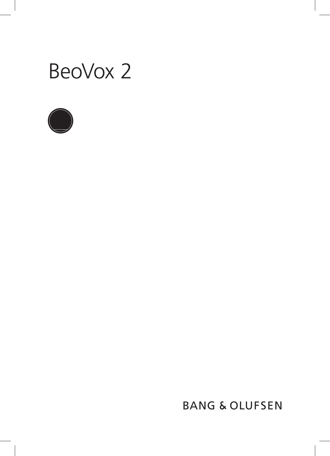 Bang and Olufsen BeoVox 2 User Manual