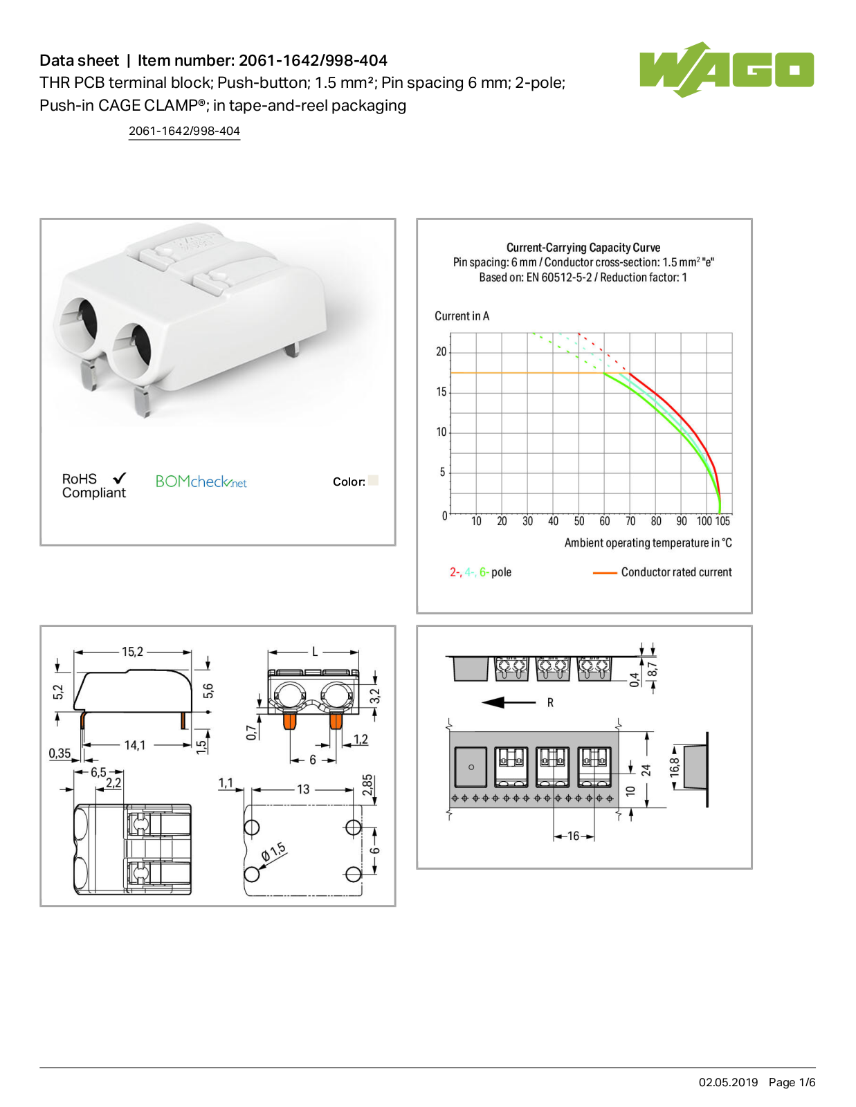 Wago 2061-1642/998-404 Data Sheet