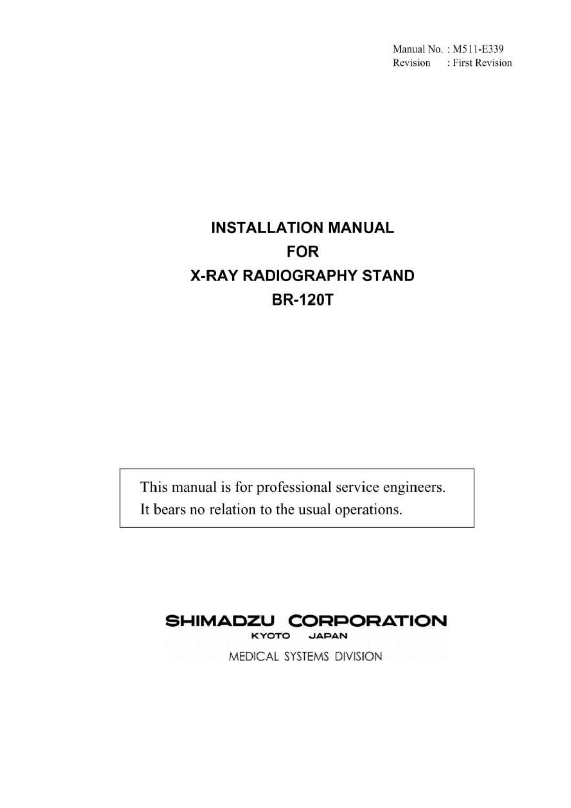 Shimadzu BR120 Installation manual