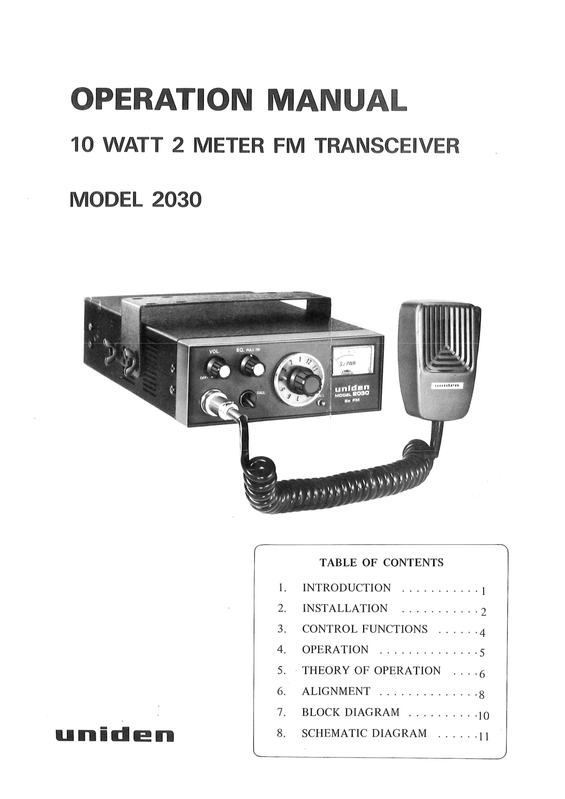 Uniden 2030 User manual