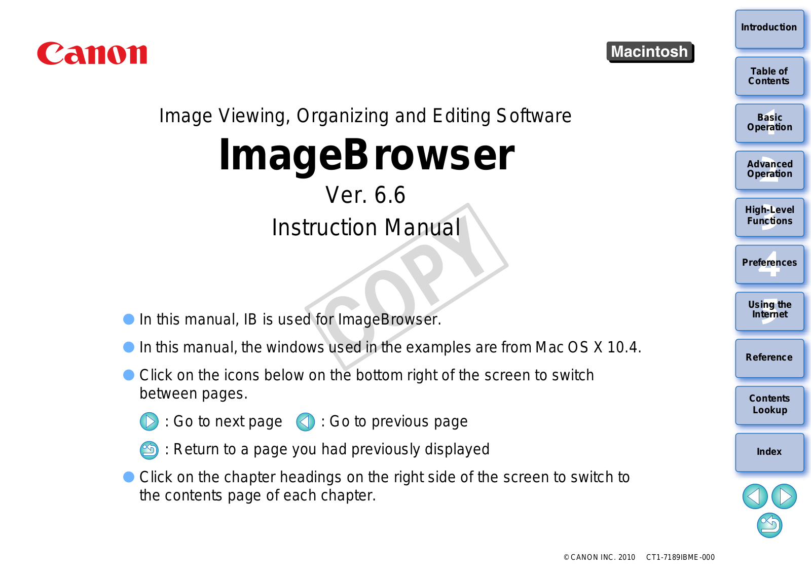 Canon Digital Rebel XT, EOS 20Da, EOS 40D, XT EF-S 18-55 Kit, XTi EF-S 18-55 Kit Instruction Manual for Macintosh