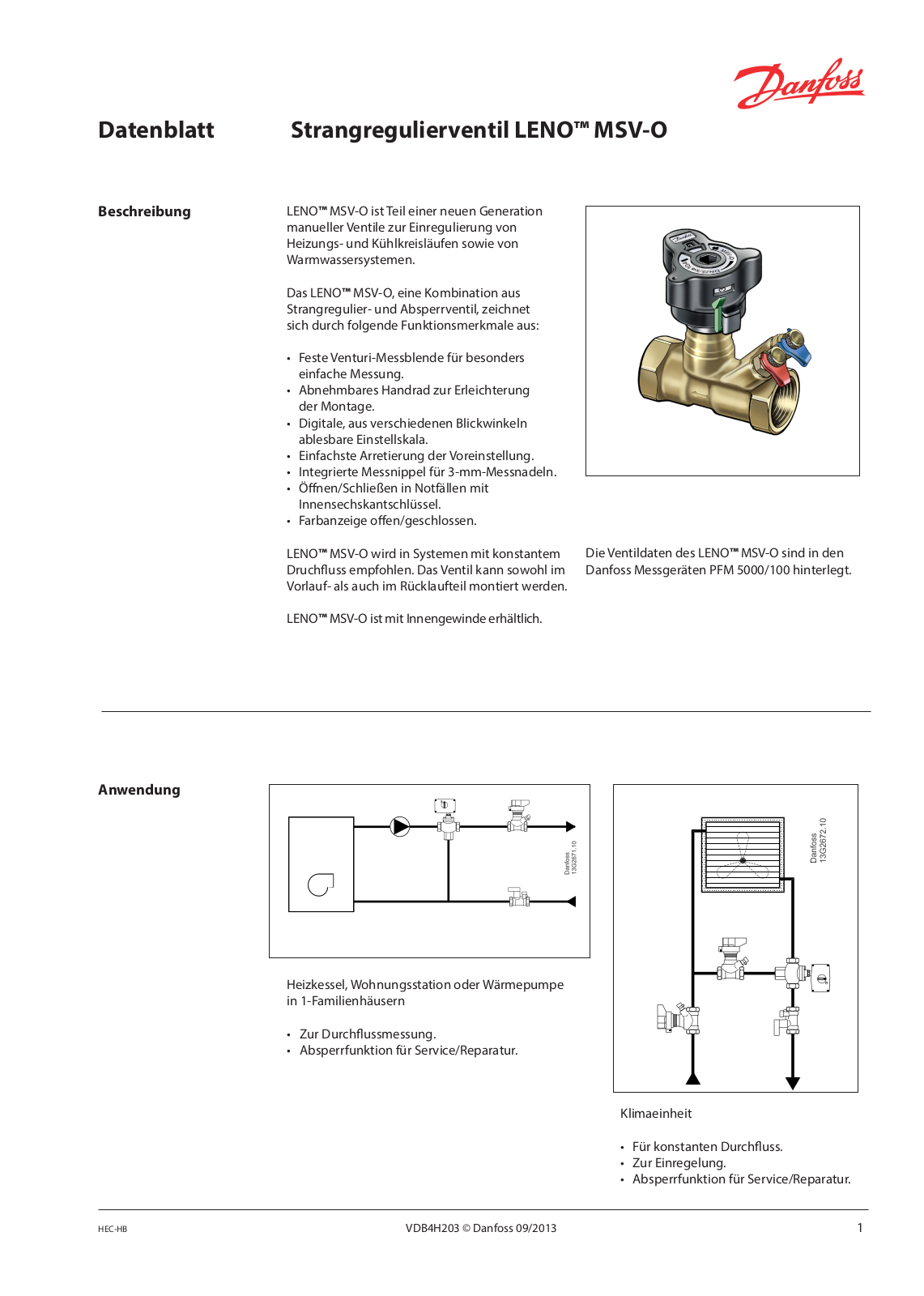 Danfoss LENO MSV-O Data sheet