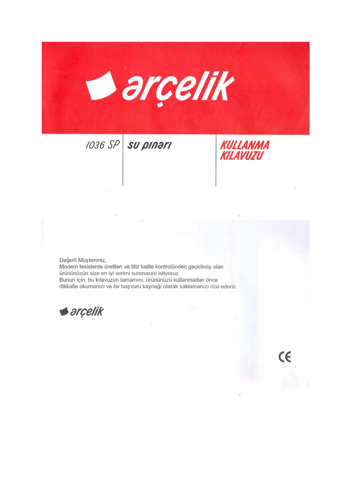 Arçelik 1036SP User manual