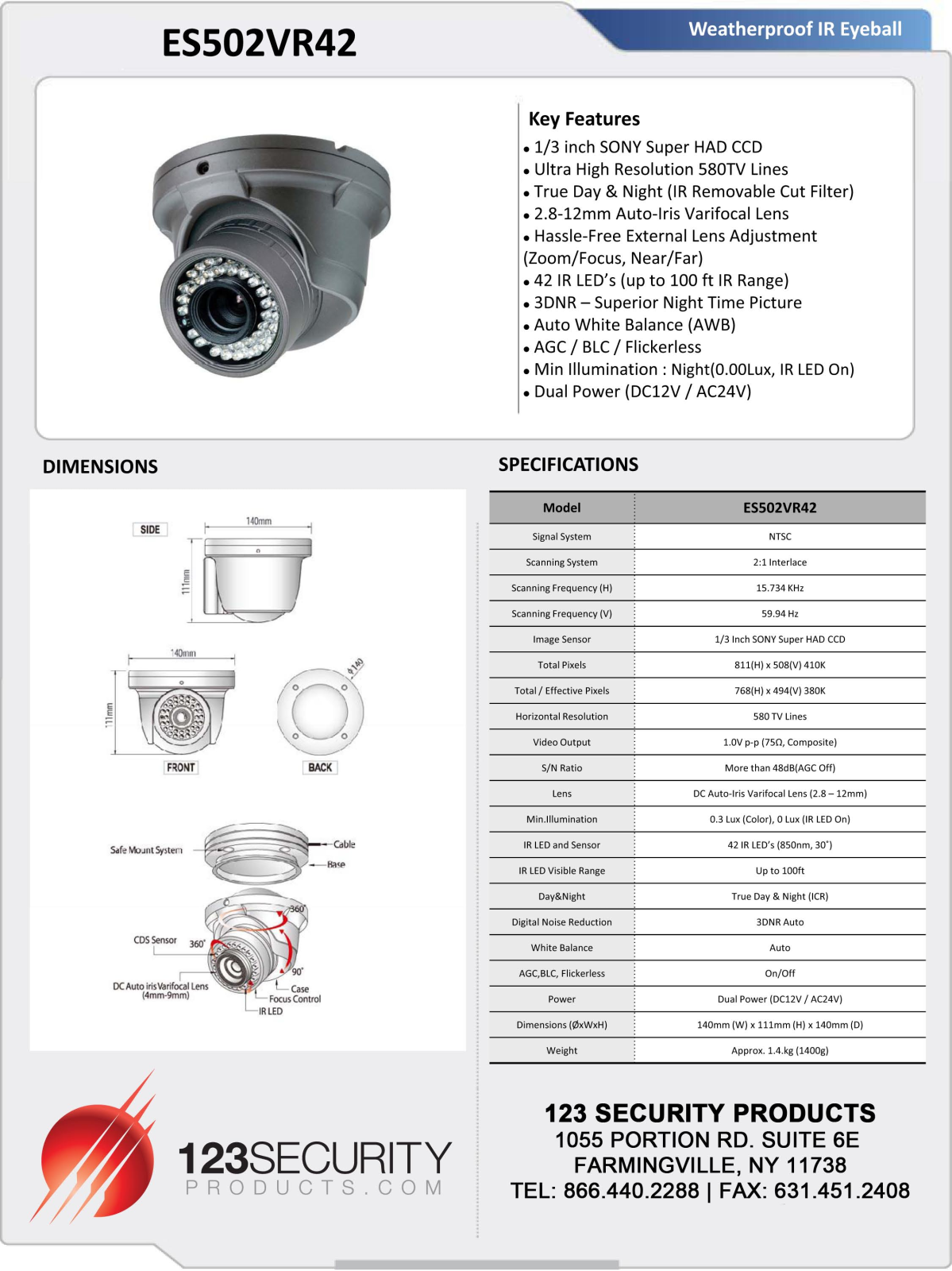 Cantek ES502VR42 Specsheet