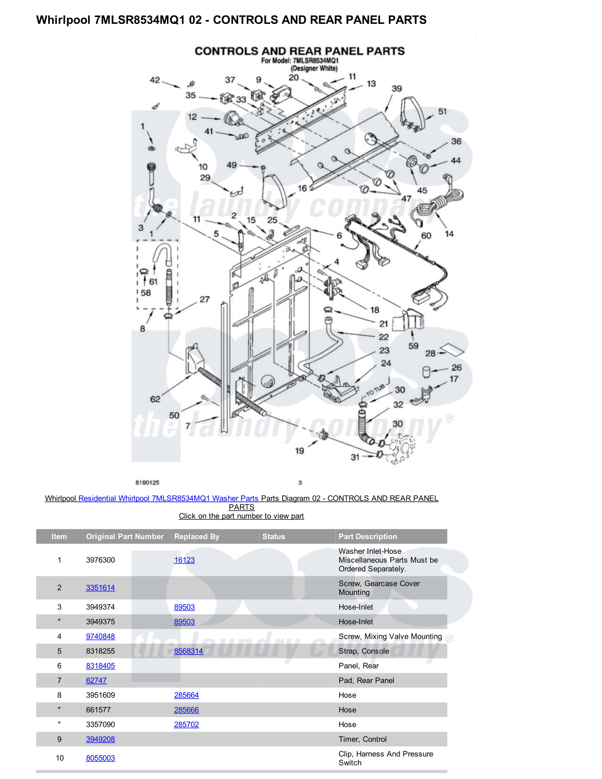 Whirlpool 7MLSR8534MQ1 Parts Diagram