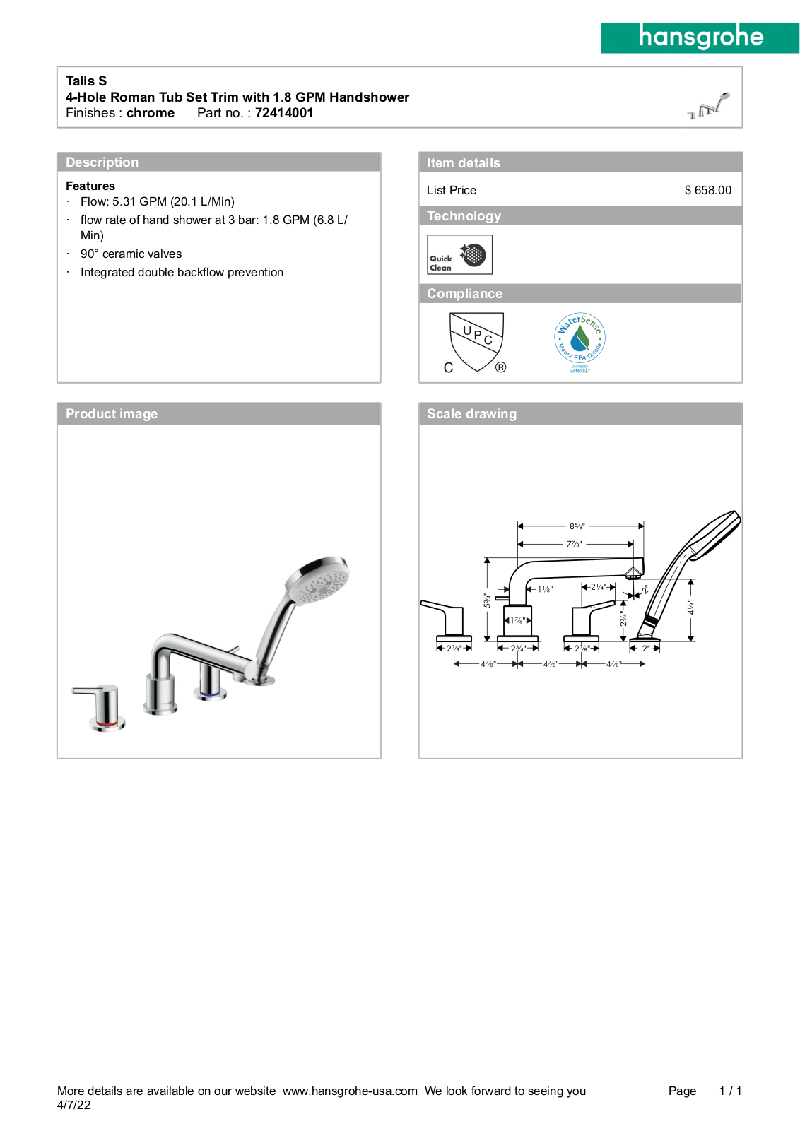 Hansgrohe GCDC1312 Specifications - ManualMachine.com