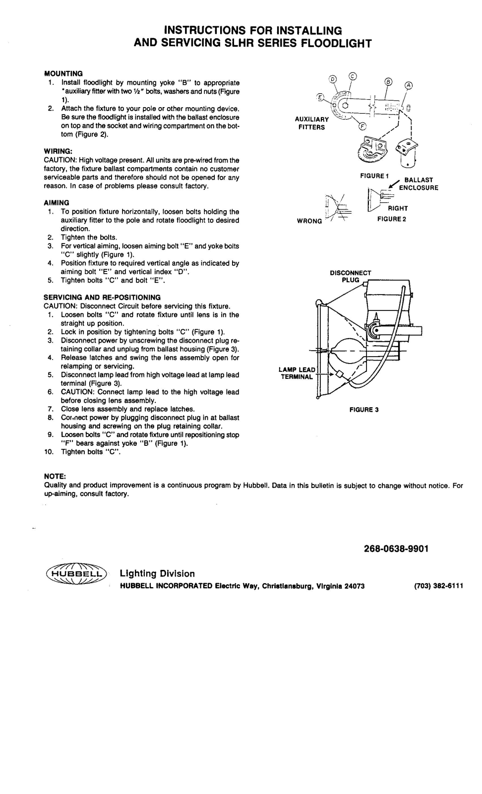 Hubbell Lighting SLHR User Manual