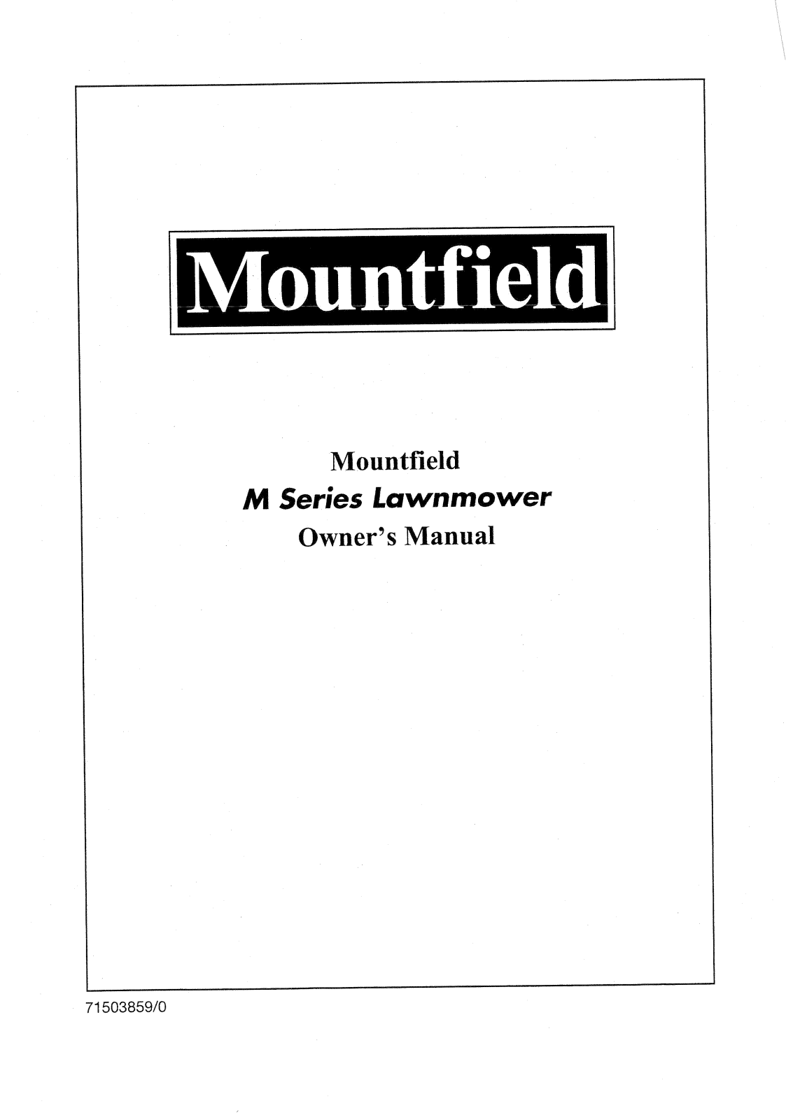 Mountfield M6 user Manual