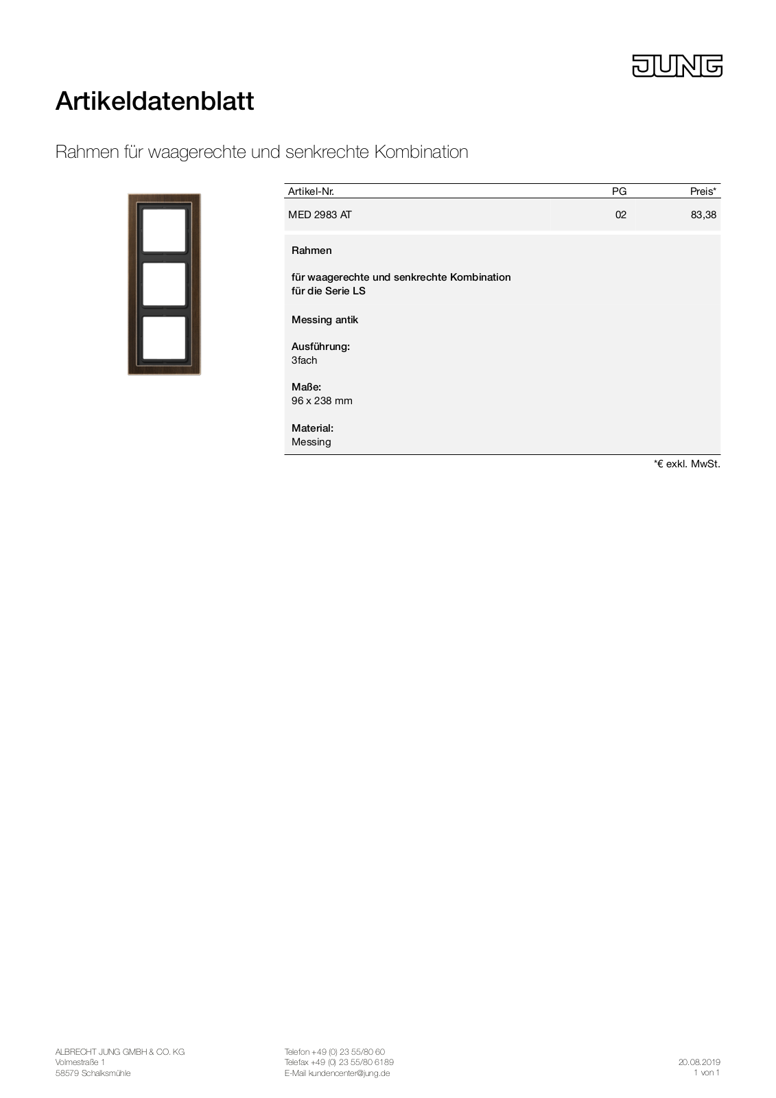 Jung MED 2983 AT User Manual